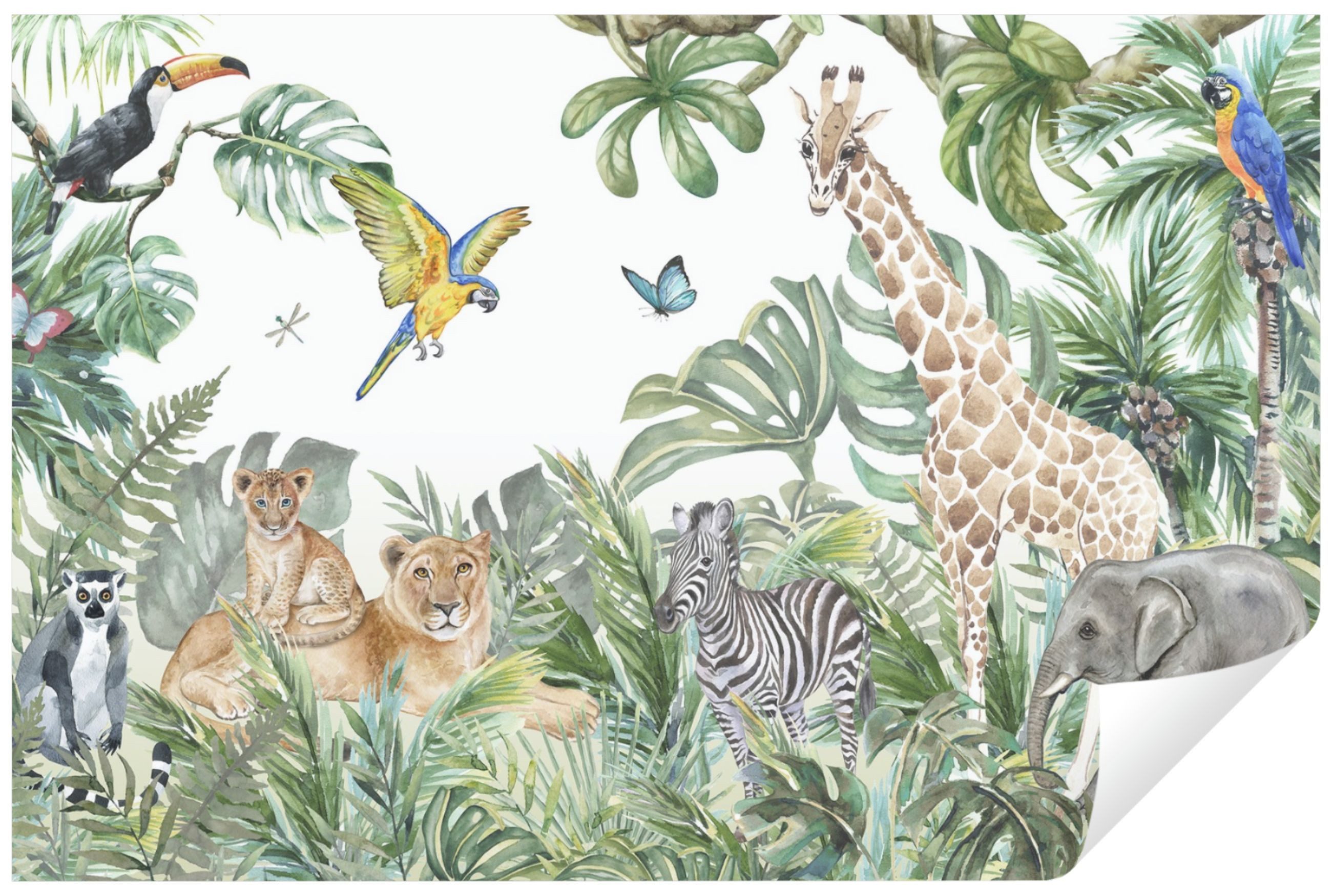 Wallarena Fototapete Kinderzimmer Dschungel Tiere Wald Mädchen Vlies Tapete günstig online kaufen