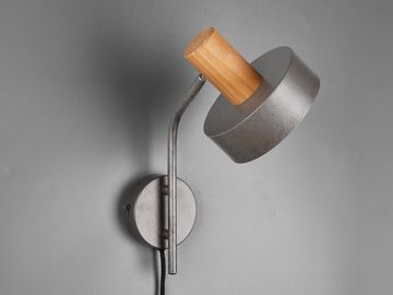 meineWunschleuchte LED Wandstrahler, LED wechselbar, Warmweiß, Vintage Industrial Style schwenkbar Holz-lampe rustikal, Höhe 32cm
