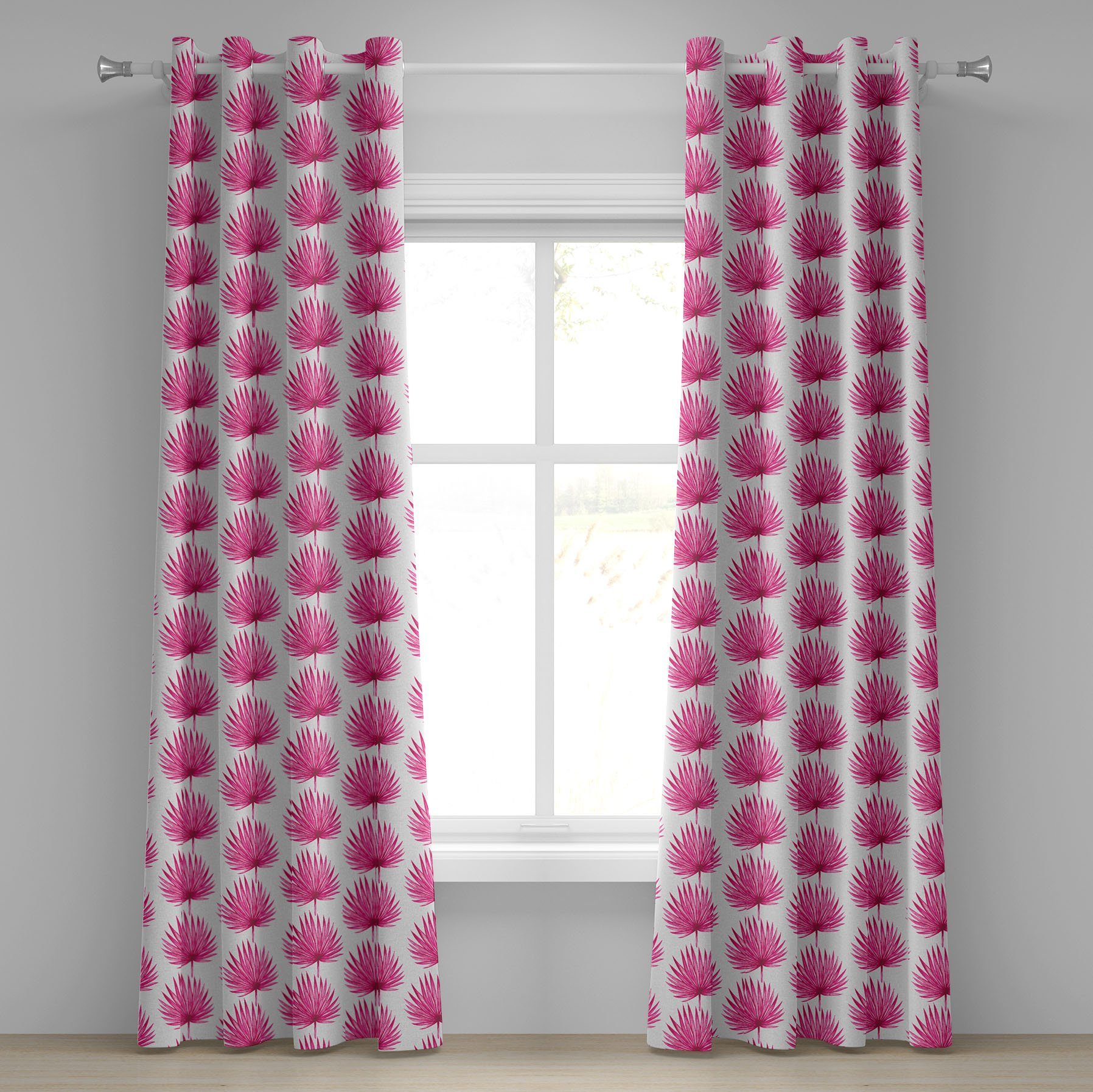 Gardine Dekorative 2-Panel-Fenstervorhänge für Schlafzimmer Wohnzimmer, Abakuhaus, Blatt Aquarell-Rosa-Blätter