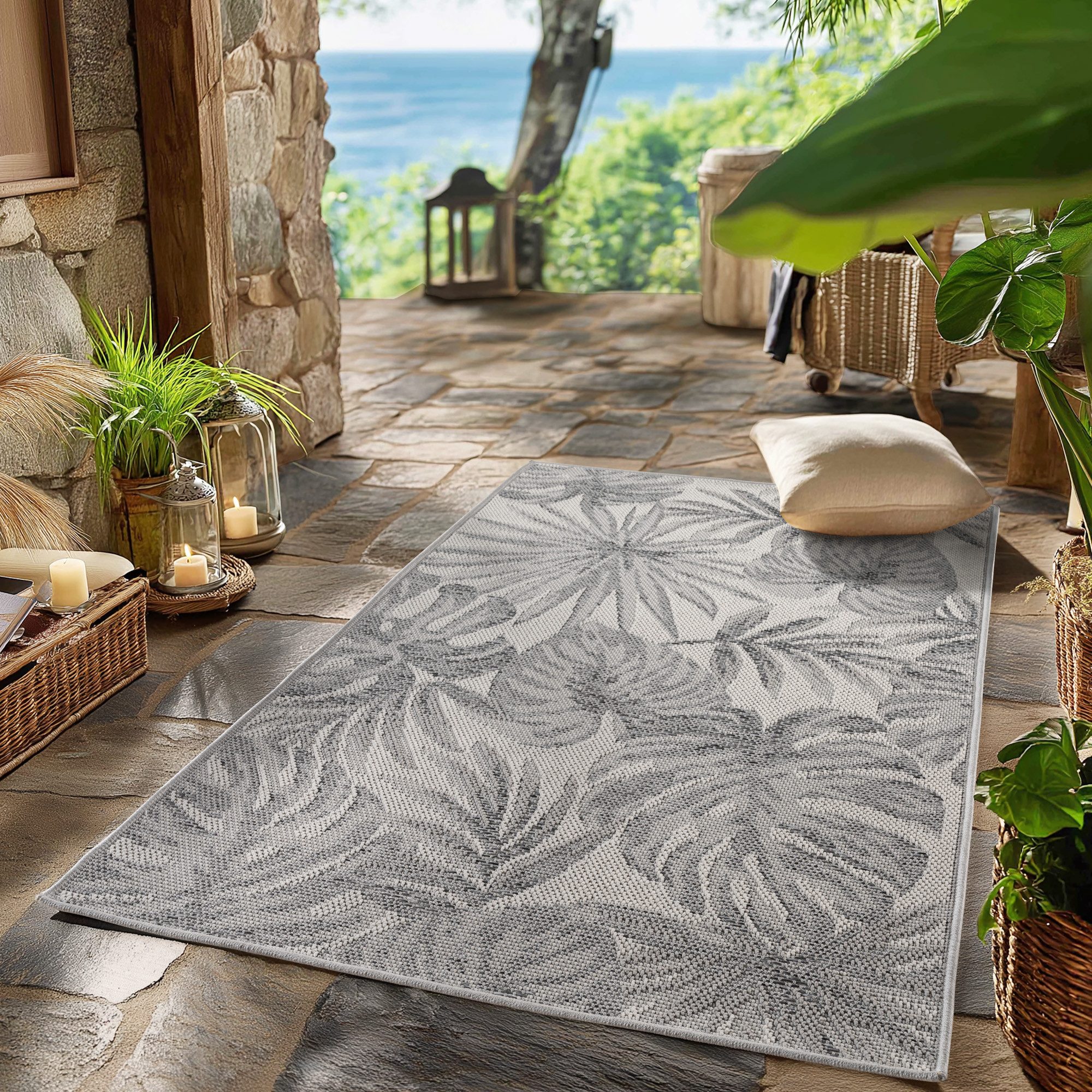 SIMPEX24 Outdoorteppich Boho Design, Läufer, Höhe: 5 mm, Outdoor Teppich Wetterfest Modern Design Wohnzimmer Küchen Terrasse