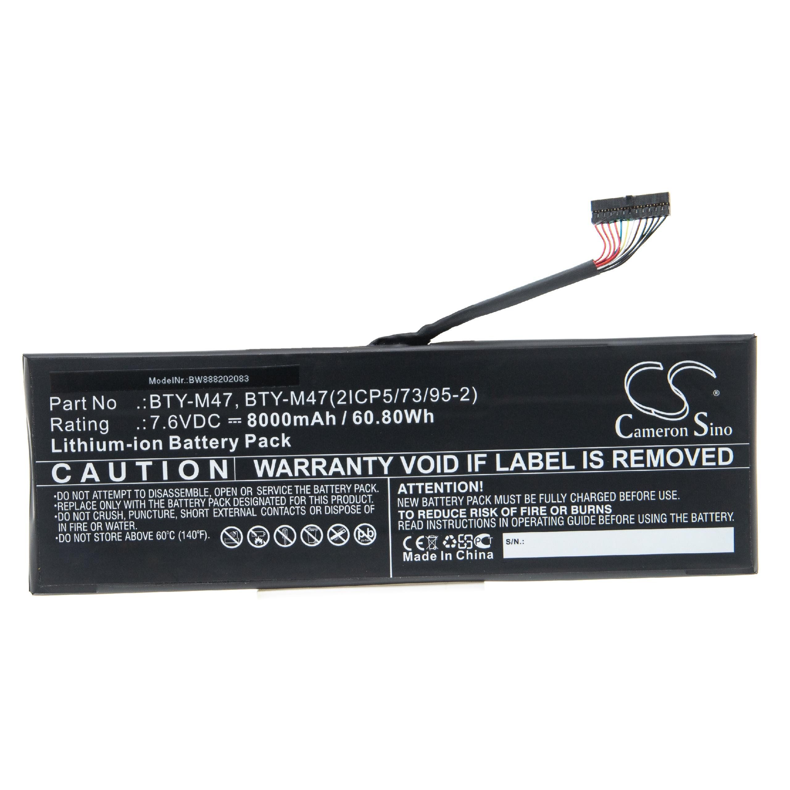 vhbw passend für MSI Laptop-Akku 6QE-090UK, GS40 8060 mAh GS40 GS40 6QE16H11, 6QE16H21