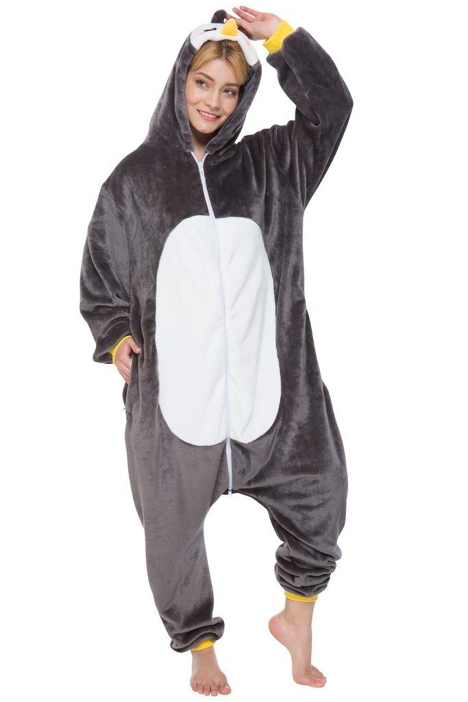 Corimori Partyanzug Erwachsenen Onesie Kostüm in den Größen 150-190cm, Jumpsuit, Pyjama, Fasching, Kigurumi, Tierkostüme, Pinguin "Pablo"