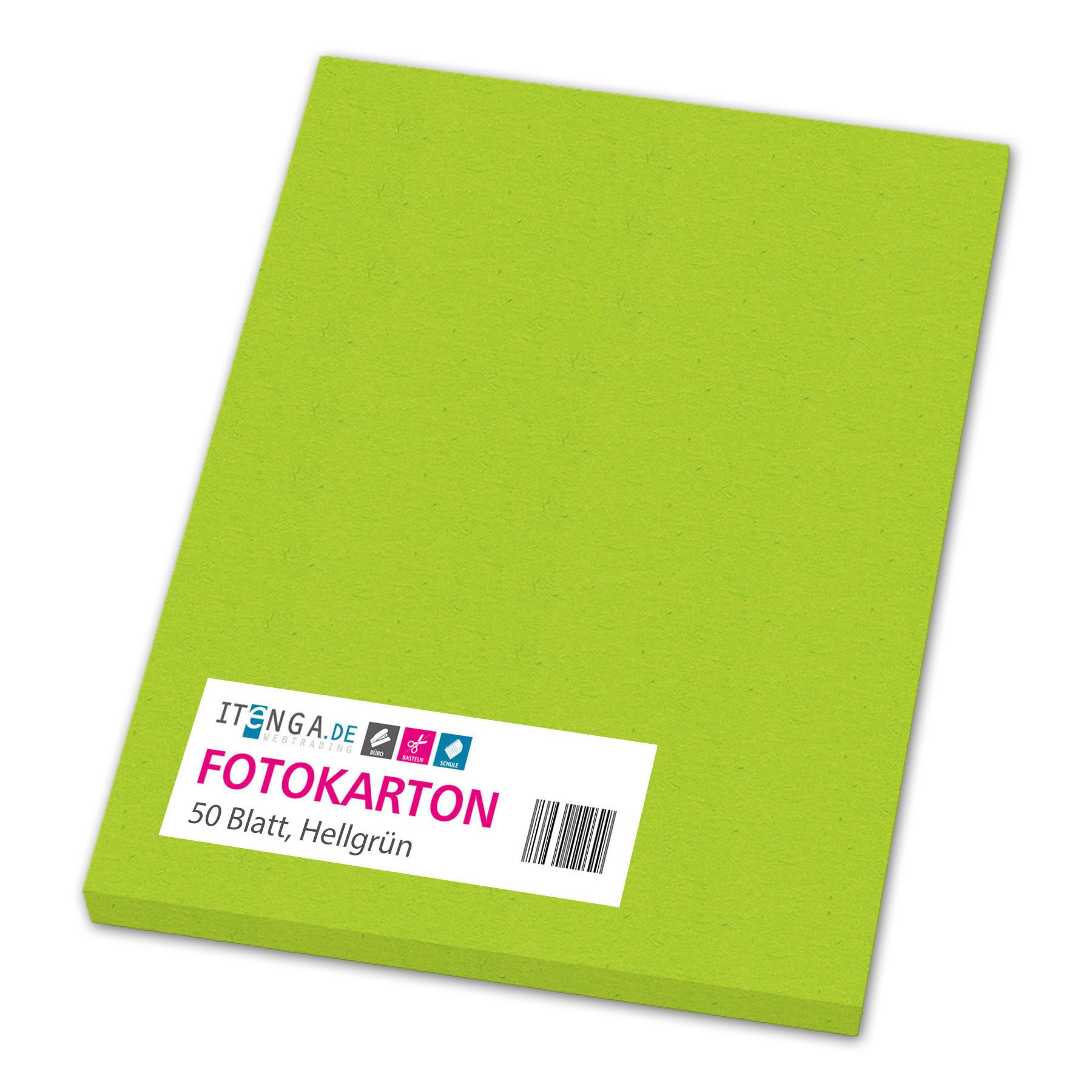 itenga Bastelkartonpapier itenga Fotokarton A4 HELLGRÜN 50 Blatt 300 g/qm