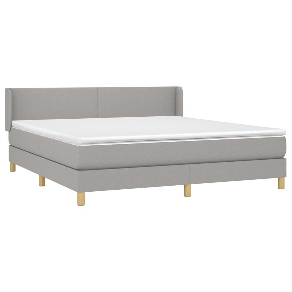 Bett Boxspringbett mit Matratze Hellgrau 160x200 cm Stoff
