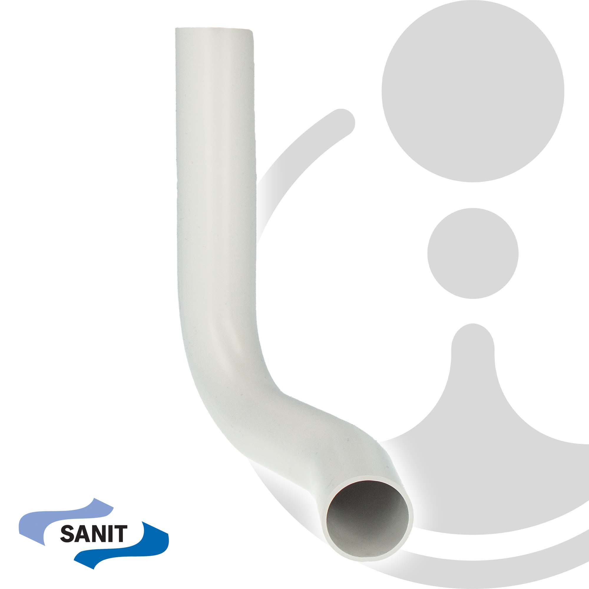 SANIT Spülrohr Spülbogen - versetzt - für WC-Spülkasten - PVC weiß, 80 mm rechts