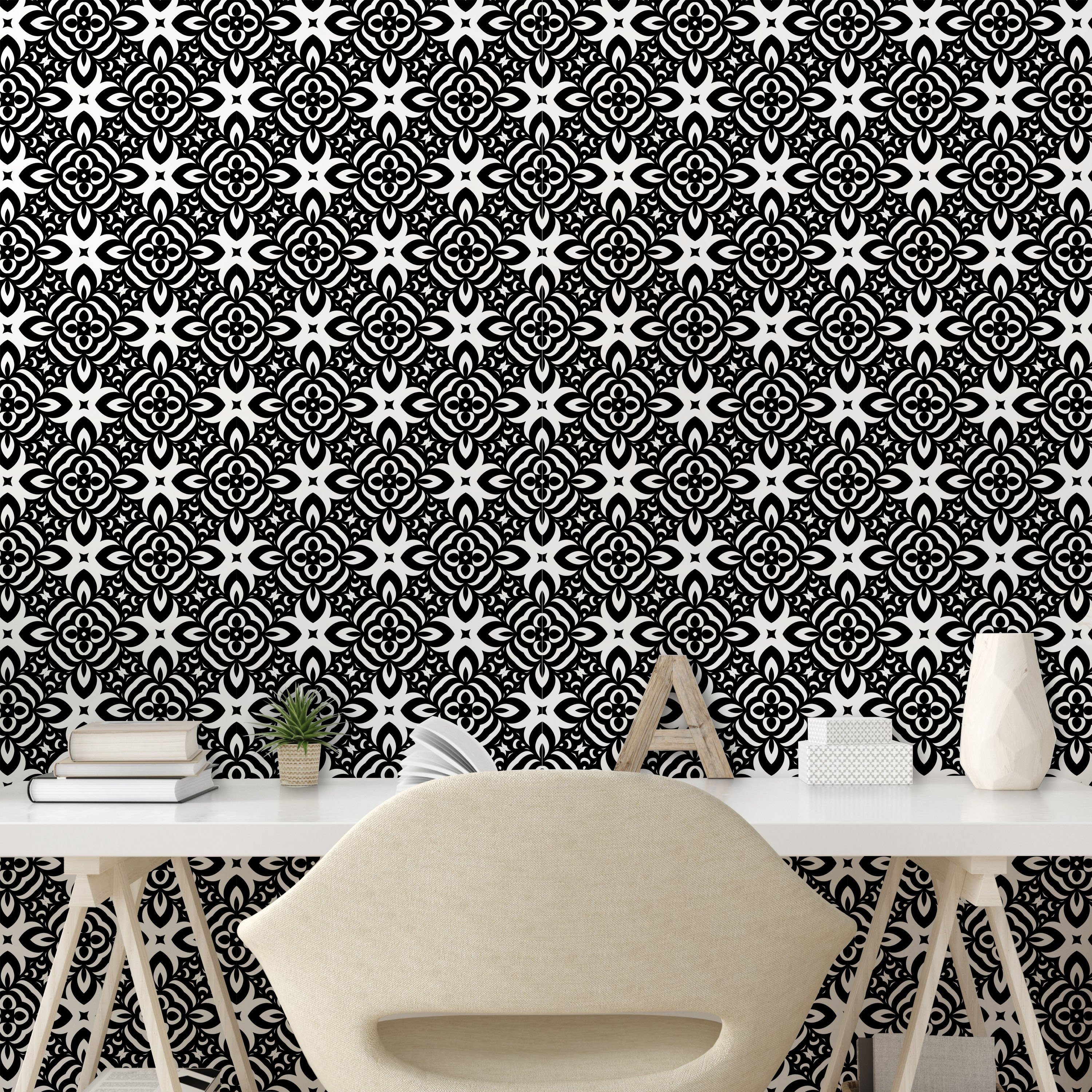 Abakuhaus Vinyltapete selbstklebendes weiß Wohnzimmer Schwarz monochrome-Details und Küchenakzent