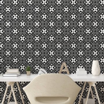 Abakuhaus Vinyltapete selbstklebendes Wohnzimmer Küchenakzent, Schwarz und weiß monochrome-Details