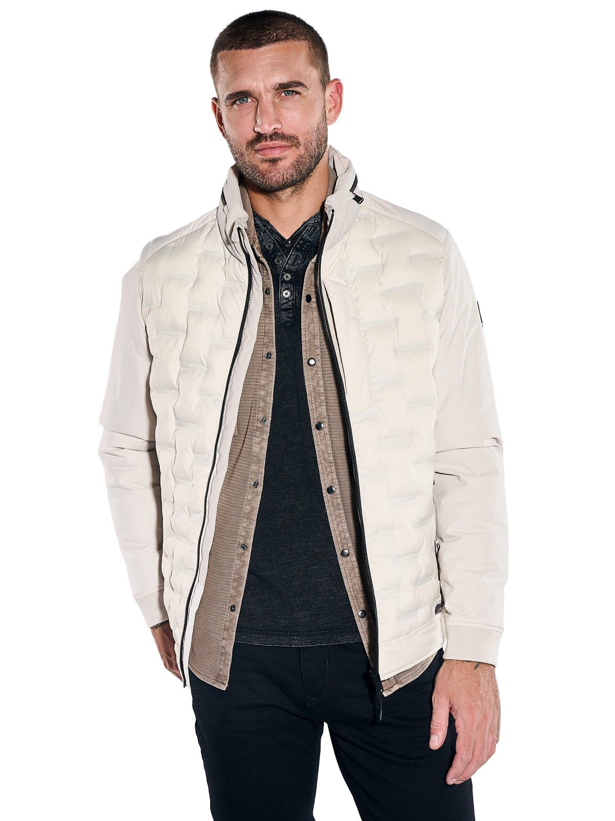 emilio adani Steppjacke Herren Steppjacke mit Sorona-Füllung, Beige