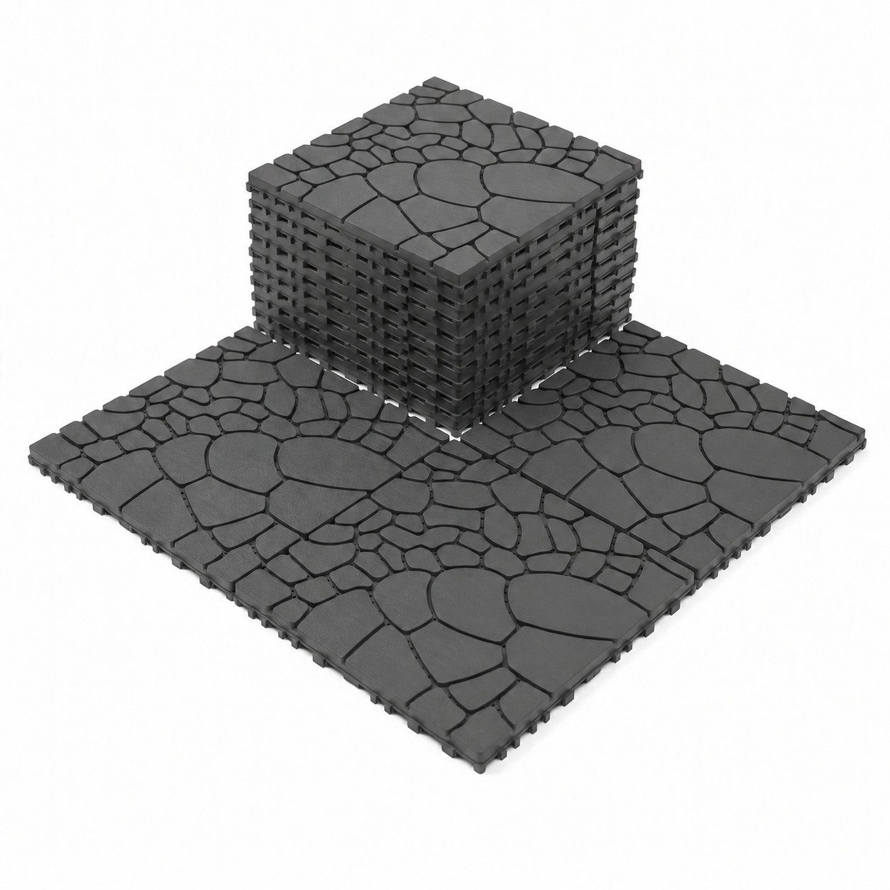 GLIESE POWER Terrassendielen mit Klicksystem – 30,5 x 30,5 x 2 cm, praktisches Set, (11-St), Klicksystem, wetterfest, rutschfest, Drainage
