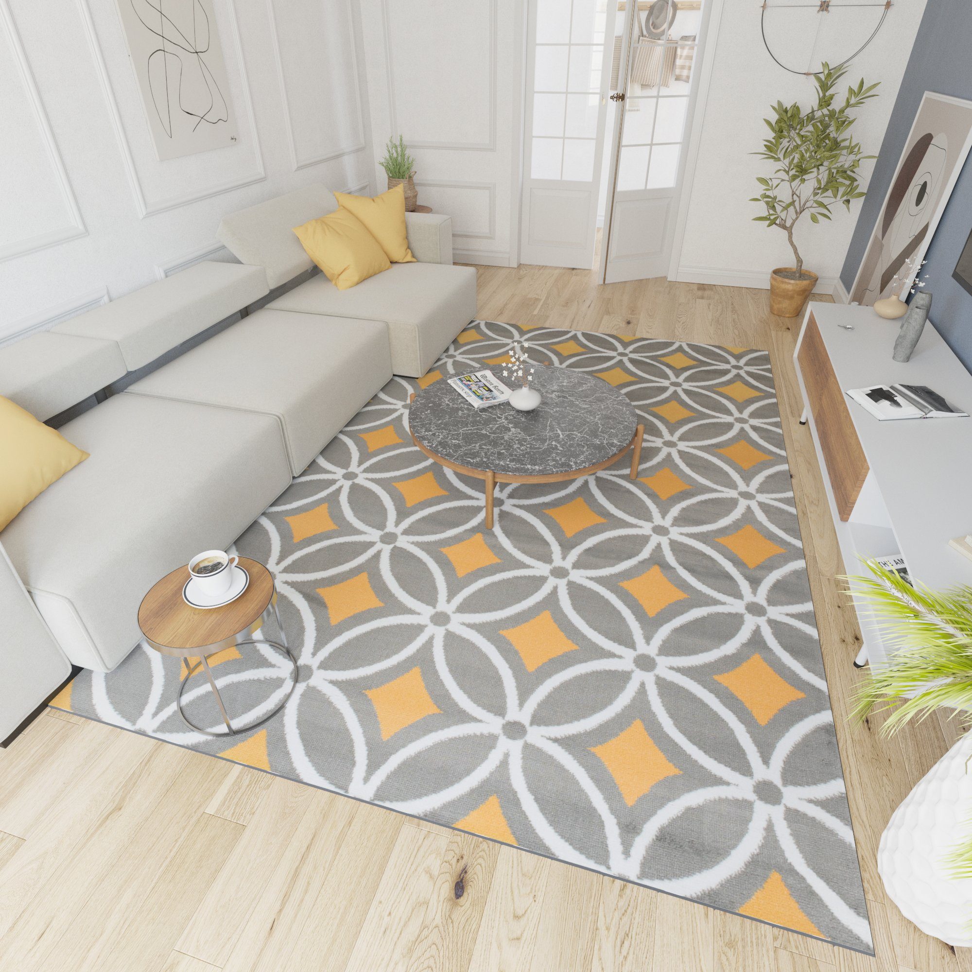 Mazovia Designteppich Modern Teppich Kurzflor Wohnzimmerteppich günstig online kaufen