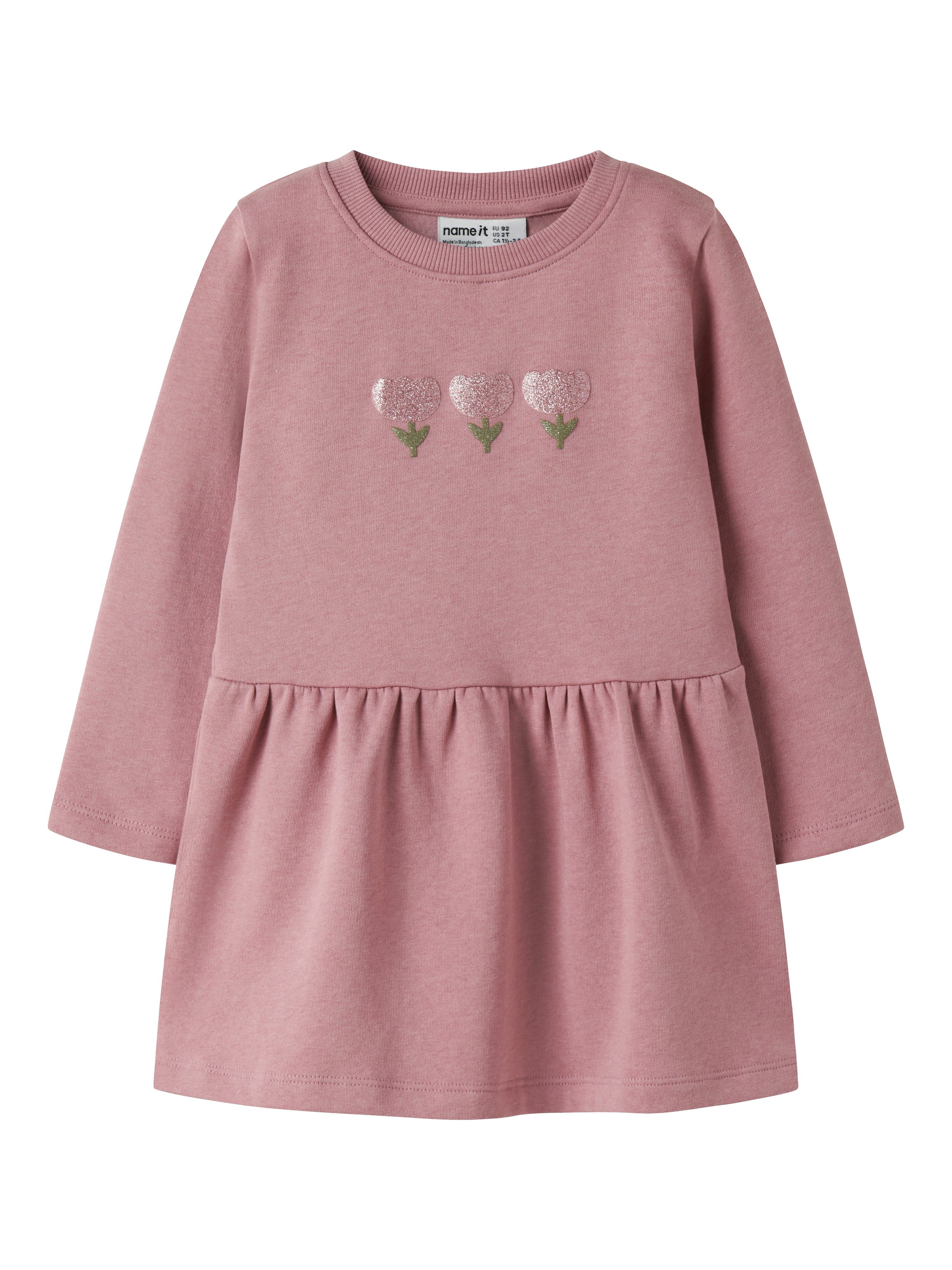 Name It Minikleid NMFNIBO LS SWEAT DRESS BRU Baumwollmischung, regular fit