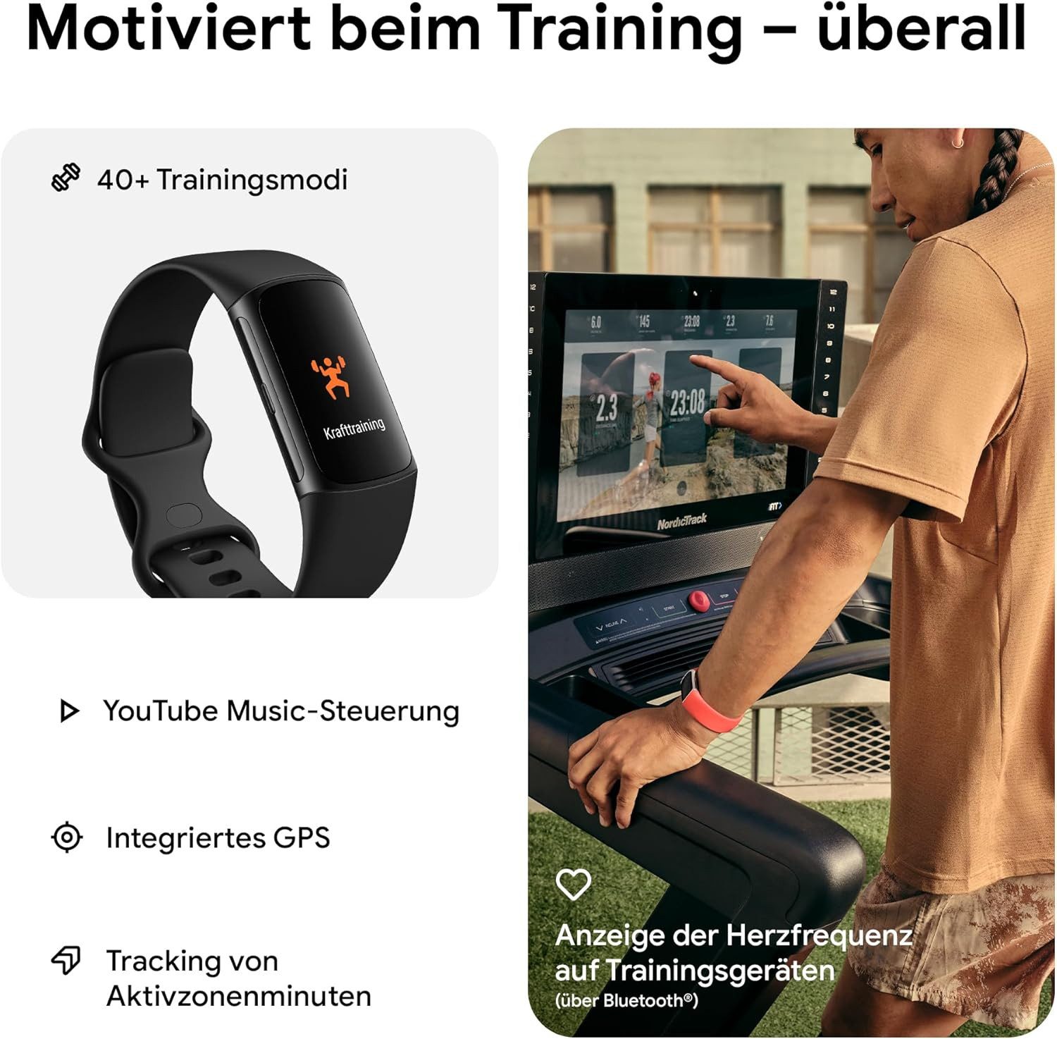fitbit Fitness-Tracker Charge 6, Fitness Tracker, EKG-Messung, GPS, OLED, wasserdicht
