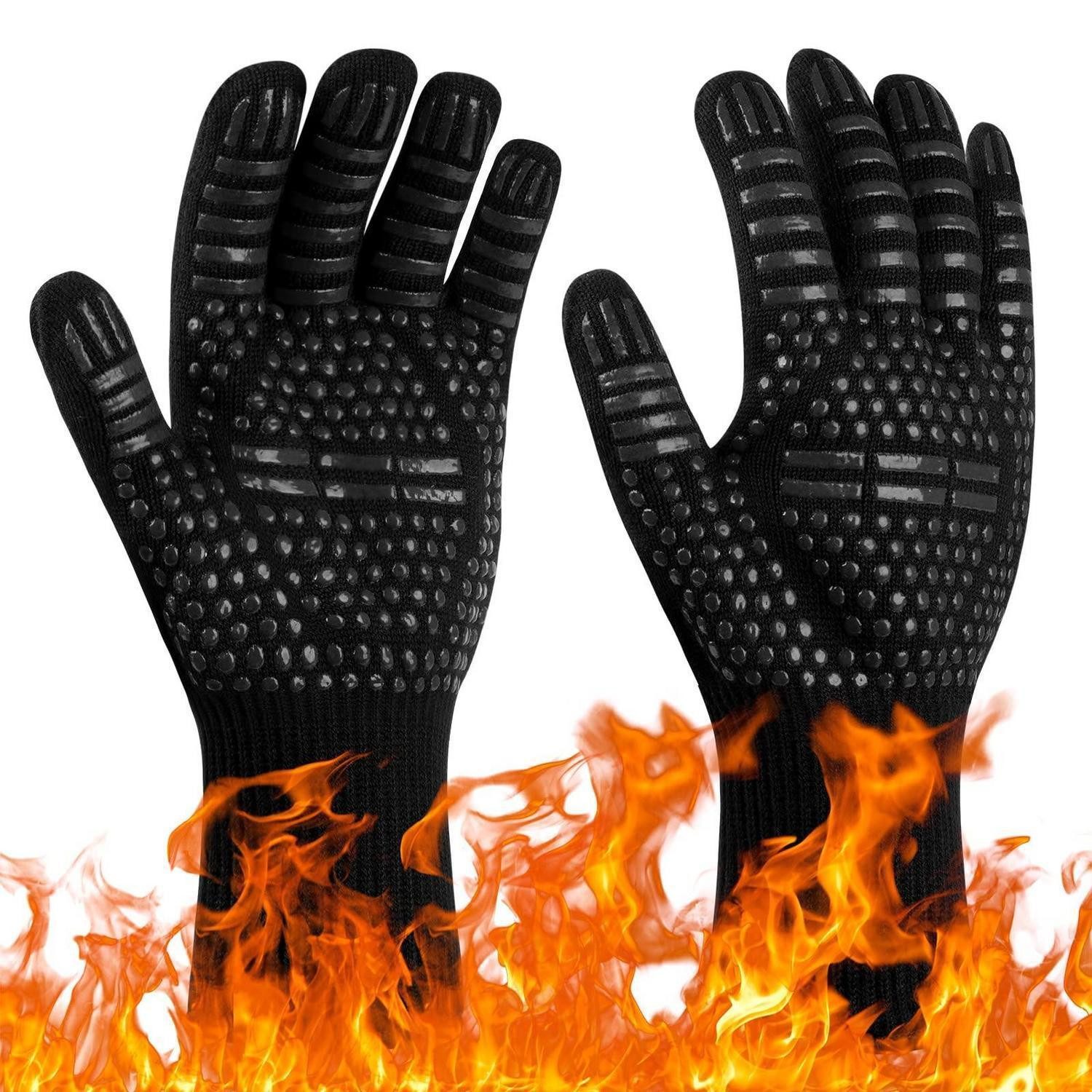 LuxusKollektion Grillhandschuhe Grillhandschuhe hitzebeständig bis 800°C schwarz