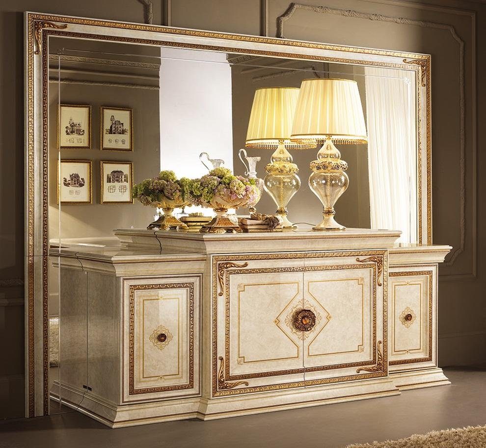 JVmoebel Anrichte Klassische Kommode Anrichte mit Spiegel Sideboard Italienische Möbel