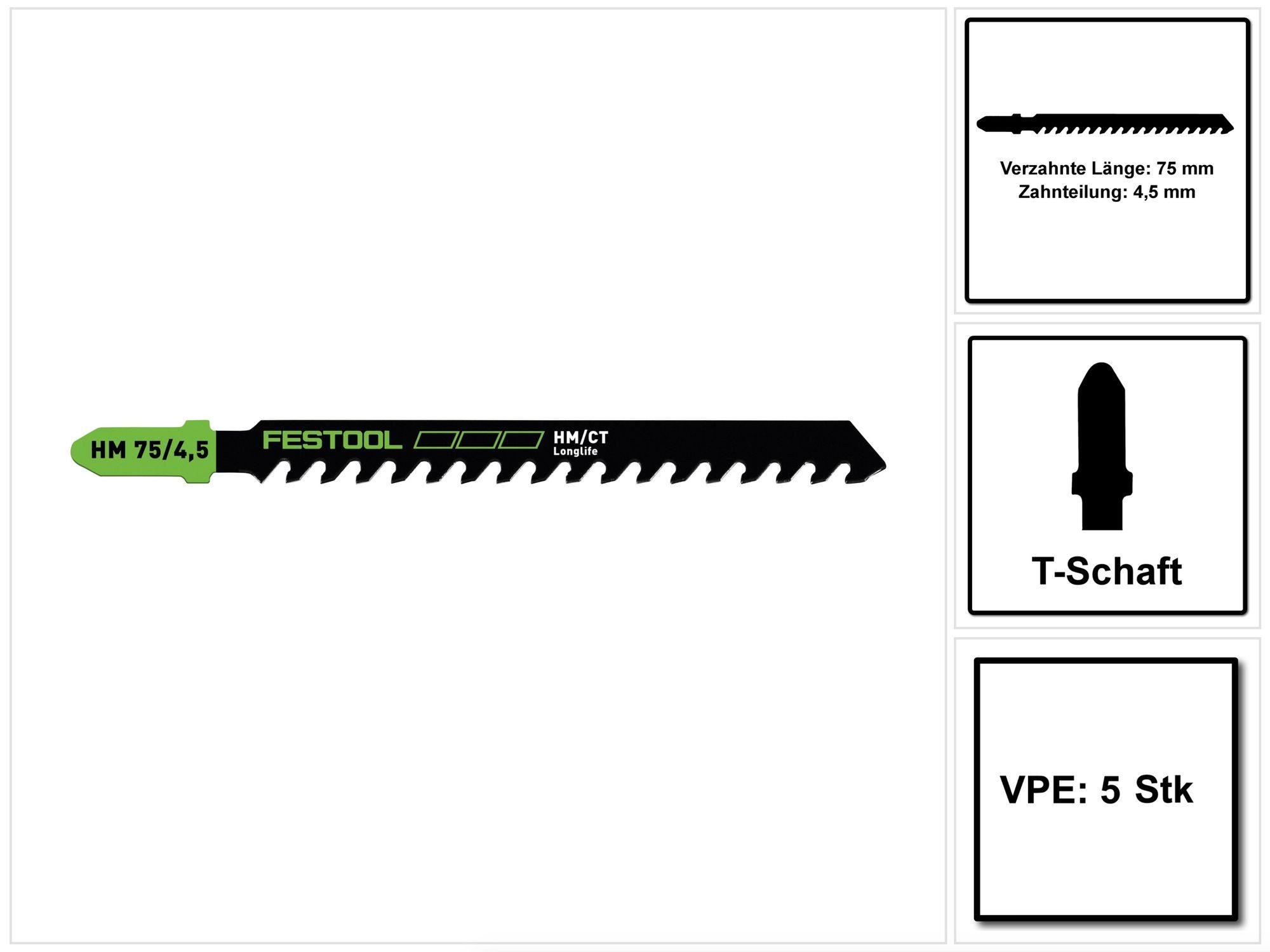 FESTOOL Stichsägeblatt HM 75/4,5/5 Building Materials Abrasive Materials Stichsägeblatt 75 m