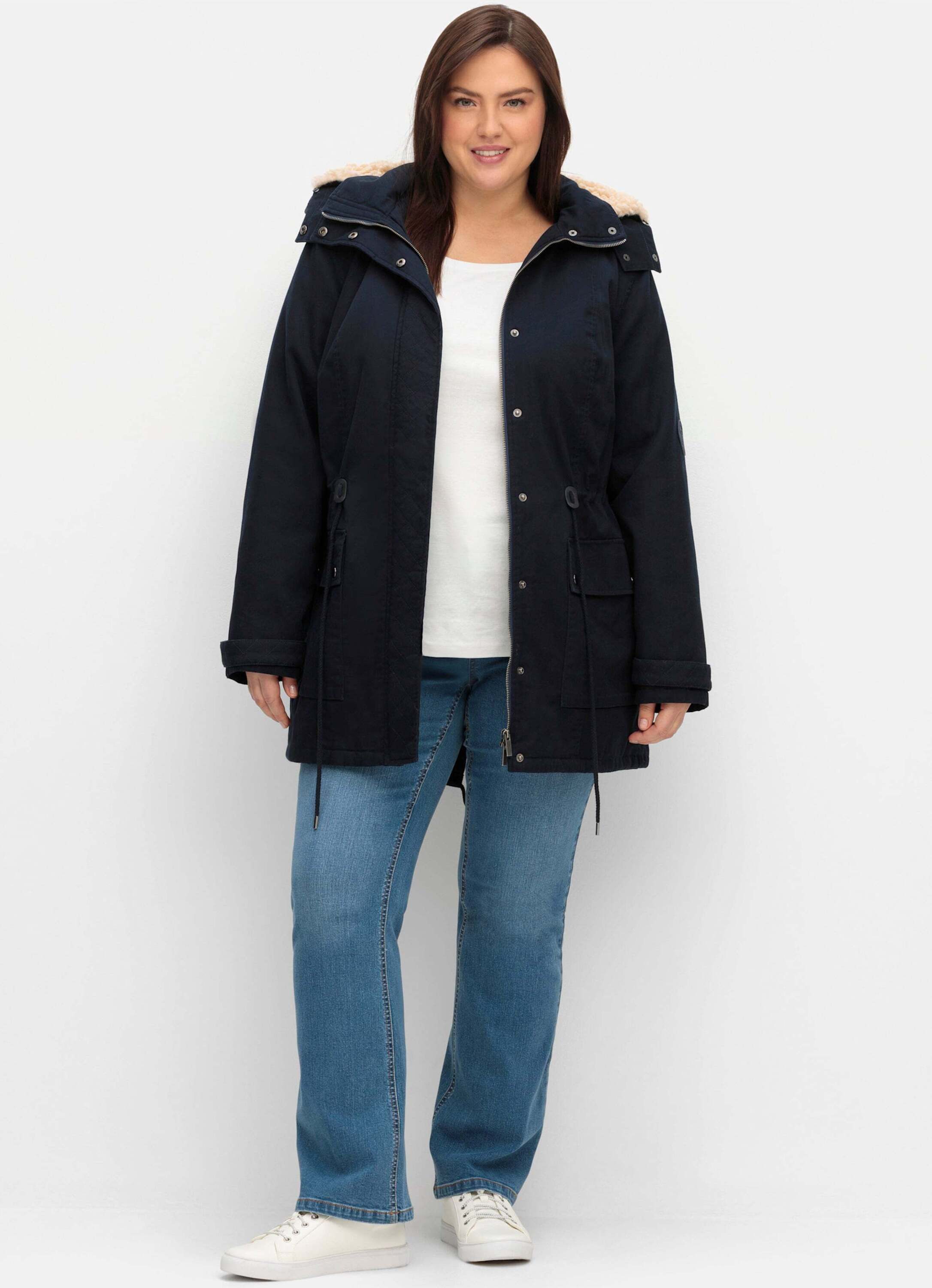 Sheego Winterjacke Parka Langarm wasserabweisend und wärmend wattiert – Bild 3 von 5