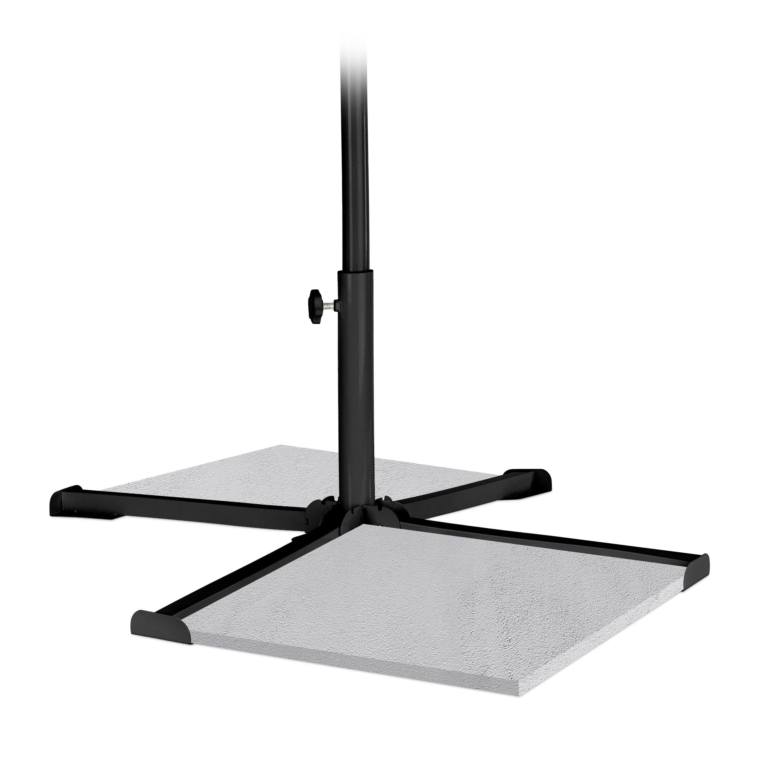 relaxdays Schirmhalter Platten Sonnenschirmständer schwarz, für Stöcke bis Ø 30 mm, 1 tlg.