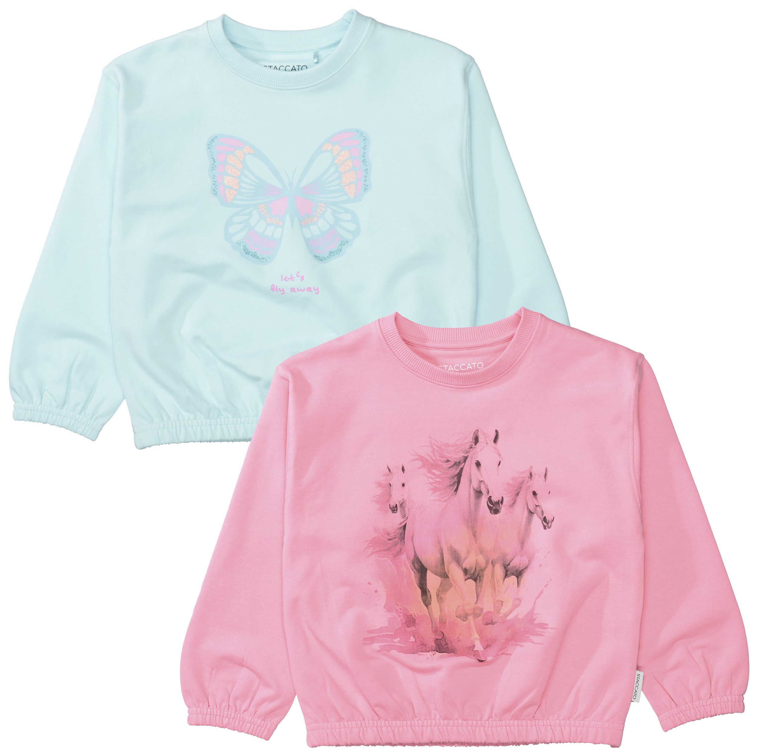 STACCATO Sweater (2-tlg) 2er Pack Sweatshirts, mit Motivdruck, Pferd, für Girls
