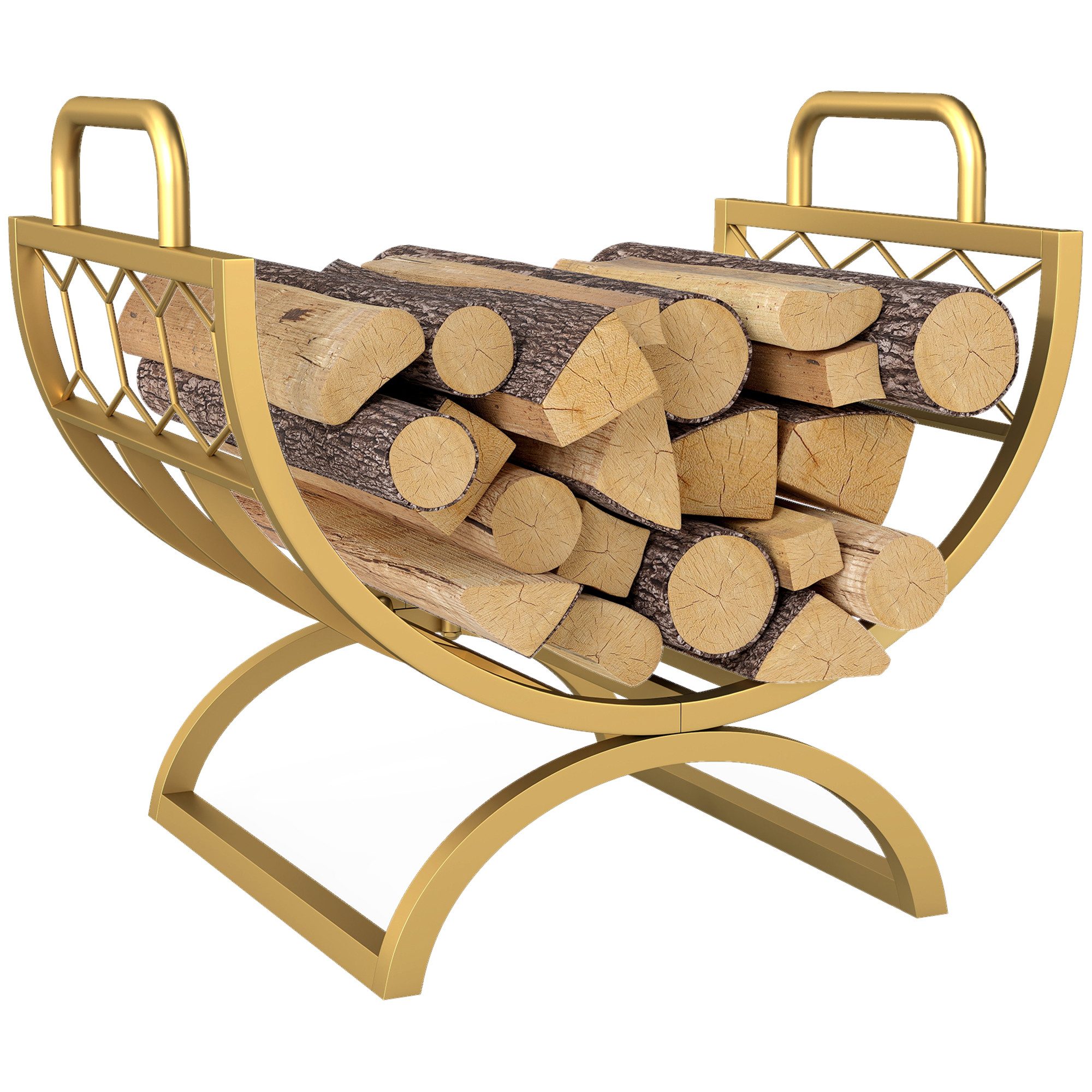 Outsunny Kaminholzregal goldfarbenes Wabendesign, BxTxH:46x36x41 cm, günstig online kaufen
