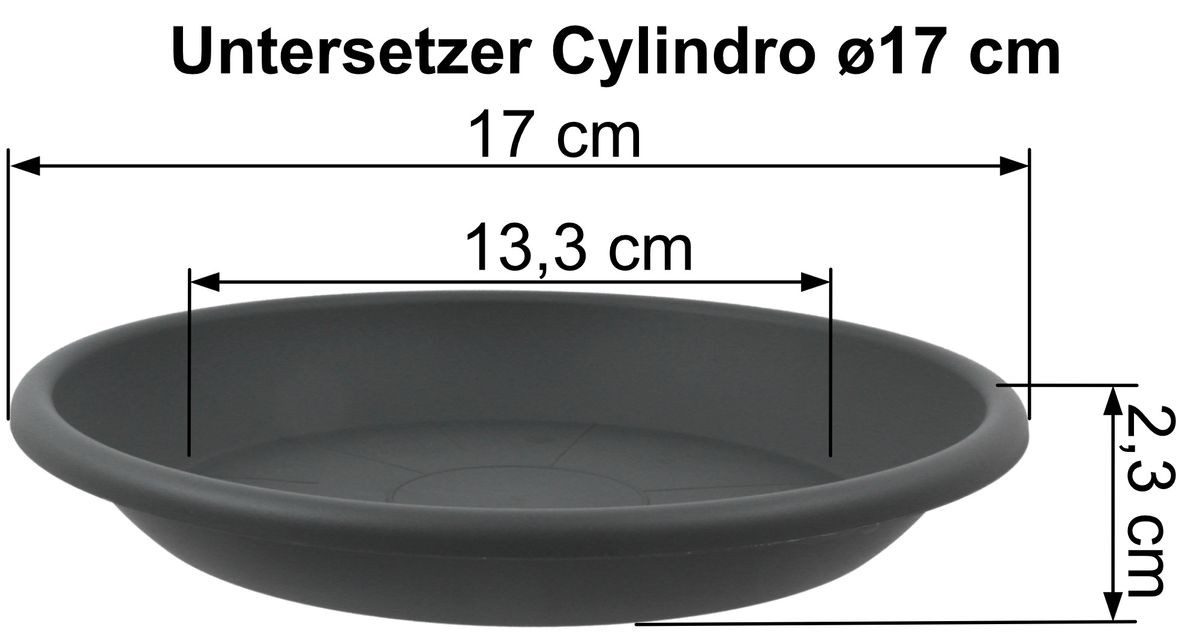 Heimwerkercenter Pflanzkübel MePla Blumentopf Cylindro ø18cm, Untersetzer ø17cm Anthrazit, Kunstoff