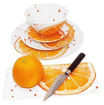 Lashuma Servierteller Orange, Keramik, Ovaler Wurstteller 32x21 cm, Servierplatte italienisch