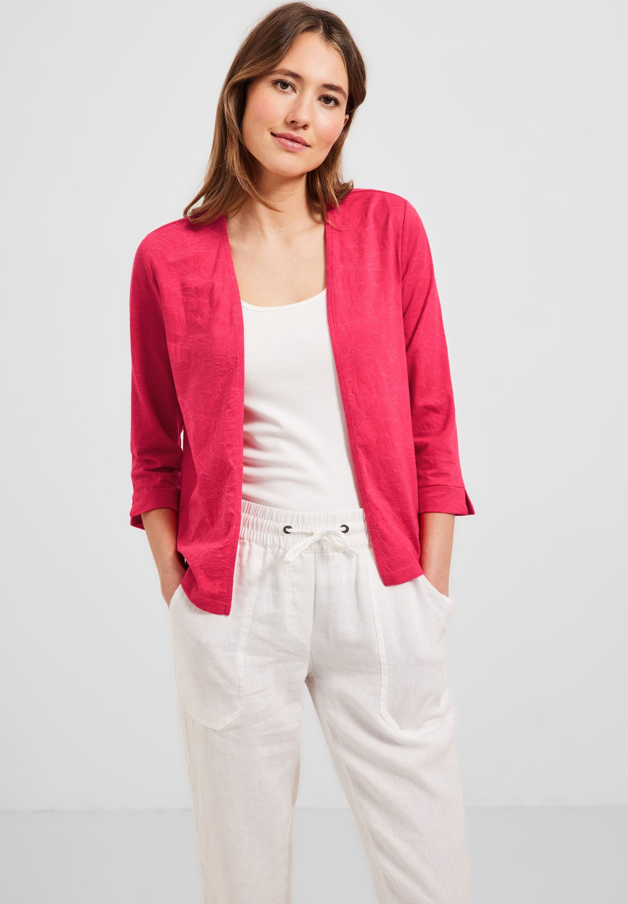 Cecil Shirtjacke aus Feinstrick burn out strawberry red