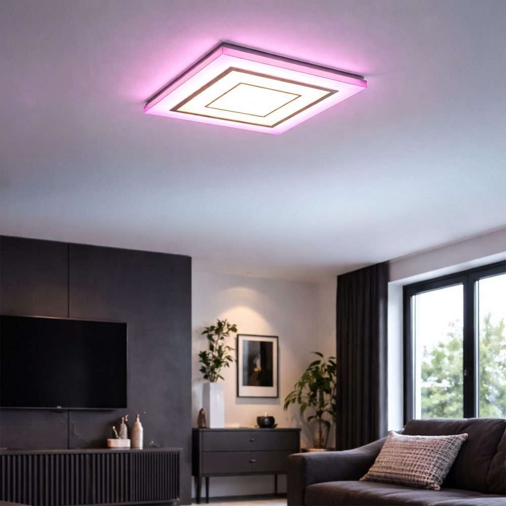 EGLO LED Deckenleuchte, LED-Leuchtmittel fest verbaut, Kaltweiß, Warmweiß, Neutralweiß, Tageslichtweiß, Farbwechsel, Deckenleuchte Panel RGB LED Farbwechsel Fernbedienung dimmbar
