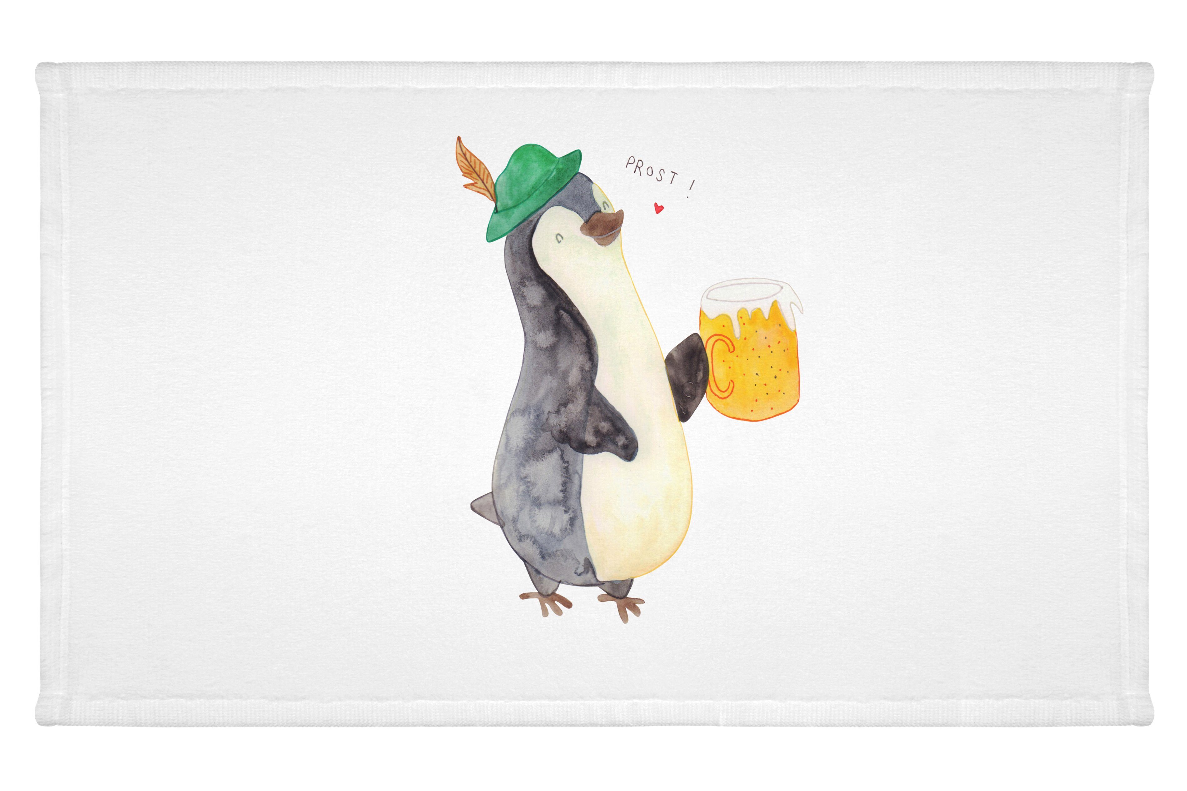 Mr. & Mrs. Panda Handtuch Pinguin Bier - Weiß - Geschenk, Kinder Handtuch, Gästetuch, Bierchen, (1-St)