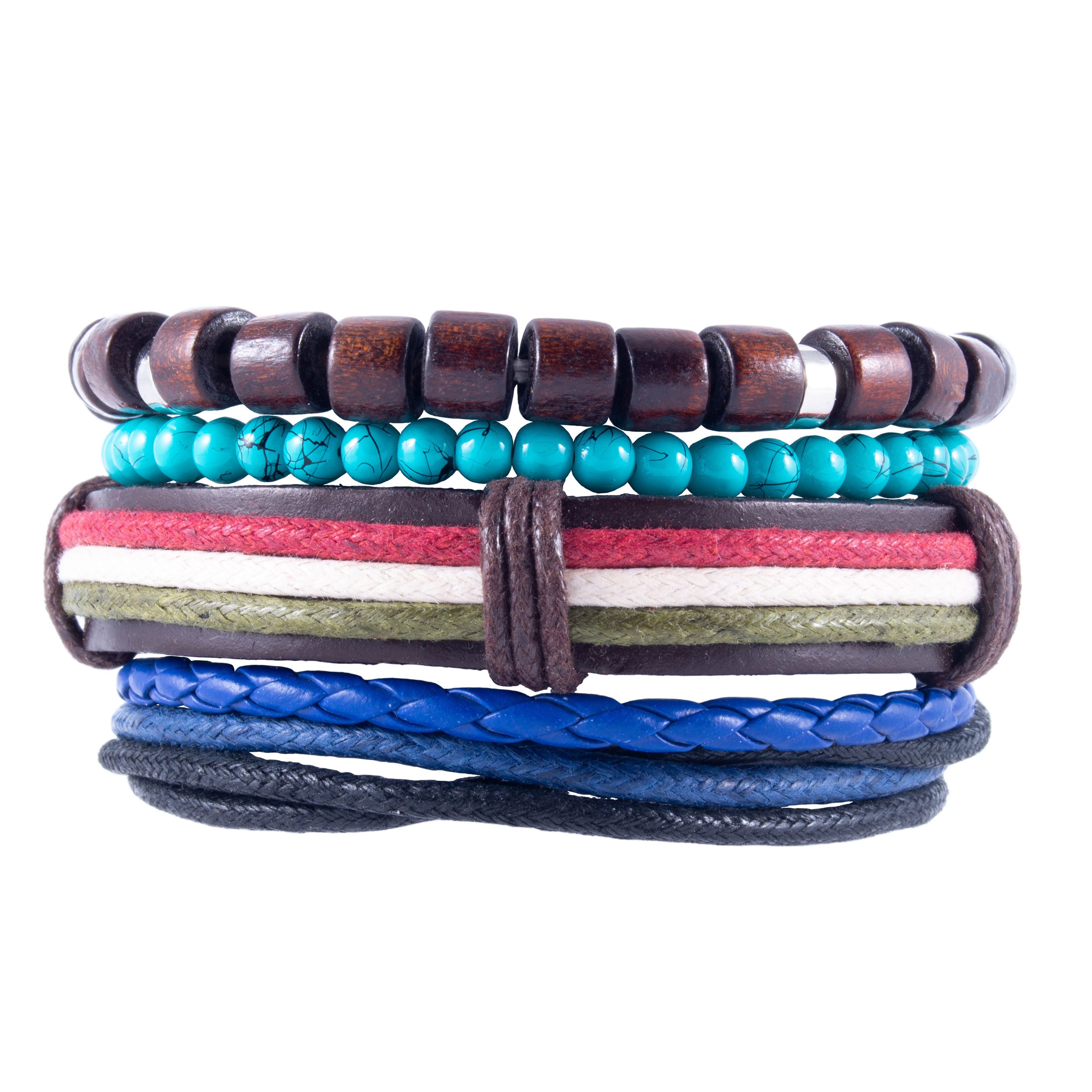 ELANOX Armband Lederarmband Surferarmband mit Holzperlen Ökoleder Herren Frauen Damen