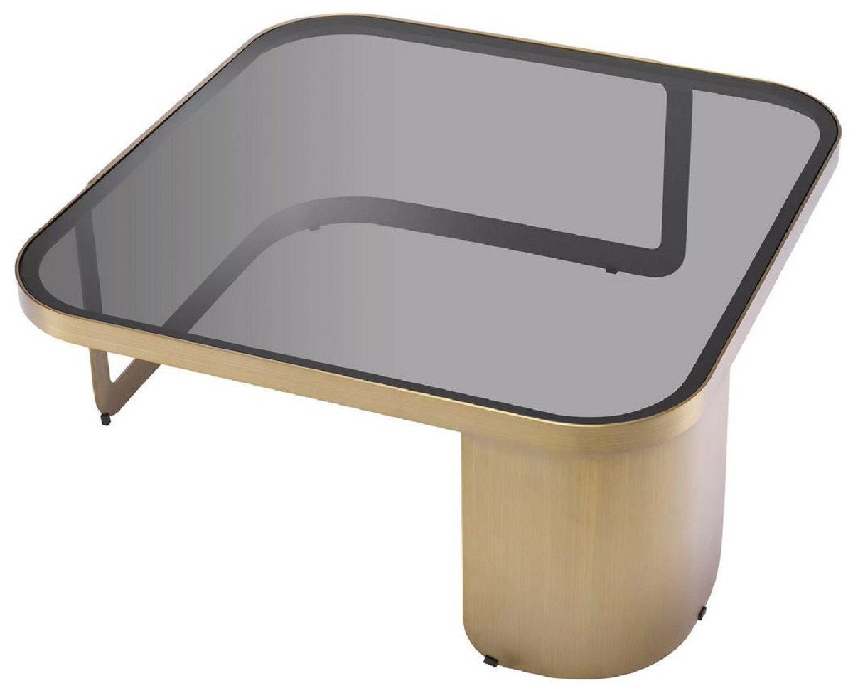 Luxus Edelstahl Grau - Möbel mit Padrino Casa 38,5 Luxus - 90,5 x cm Möbel Glasplatte 90,5 / Couchtisch - H. Messingfarben x Couchtisch Wohnzimmertisch