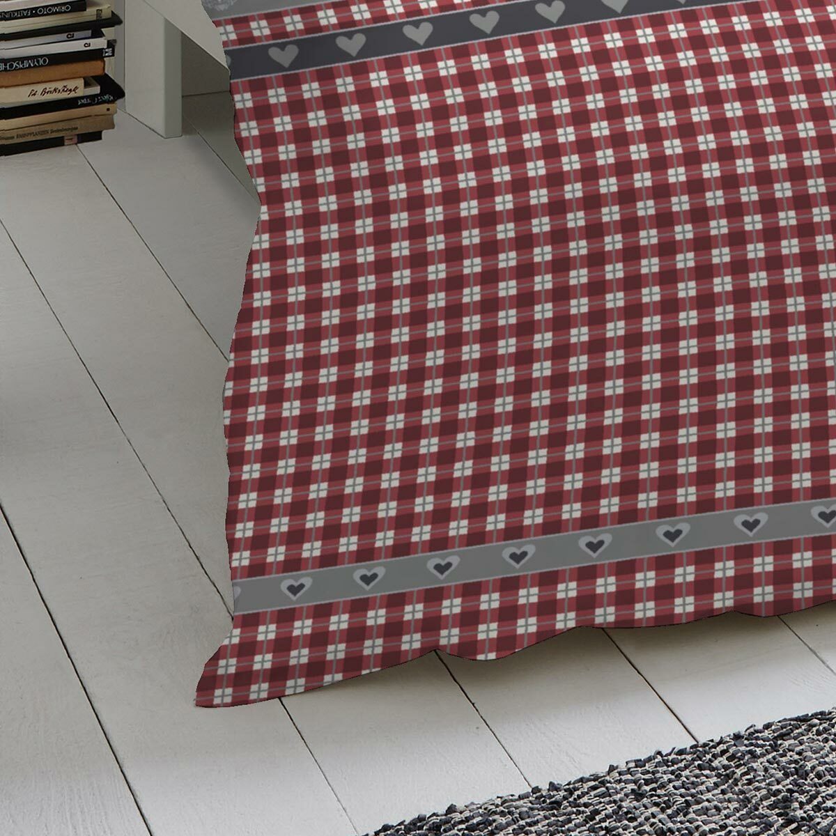 TRAUMSCHLAF Bettwäsche Landhausherzen, Biber, 2 teilig, Biberbettwäsche weich und kuschelig