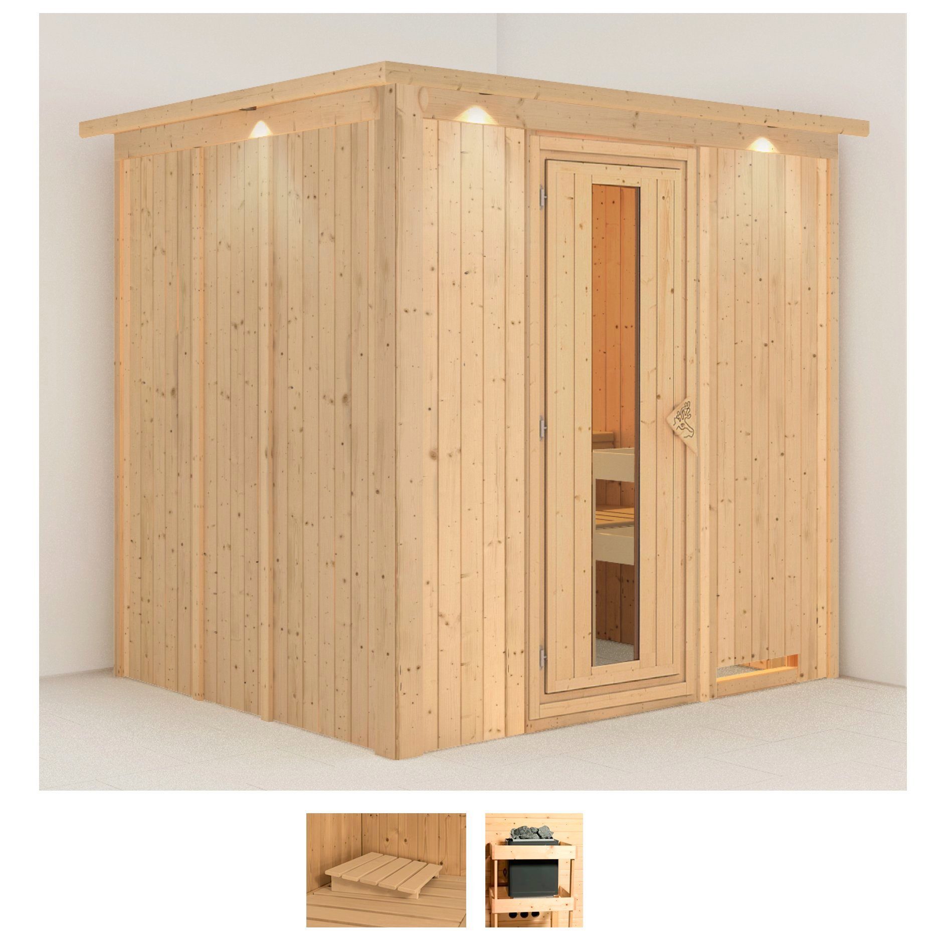 Karibu Sauna Sodin, BxTxH: 210 x 184 x 202 cm, 68 mm, (Set) ohne Ofen