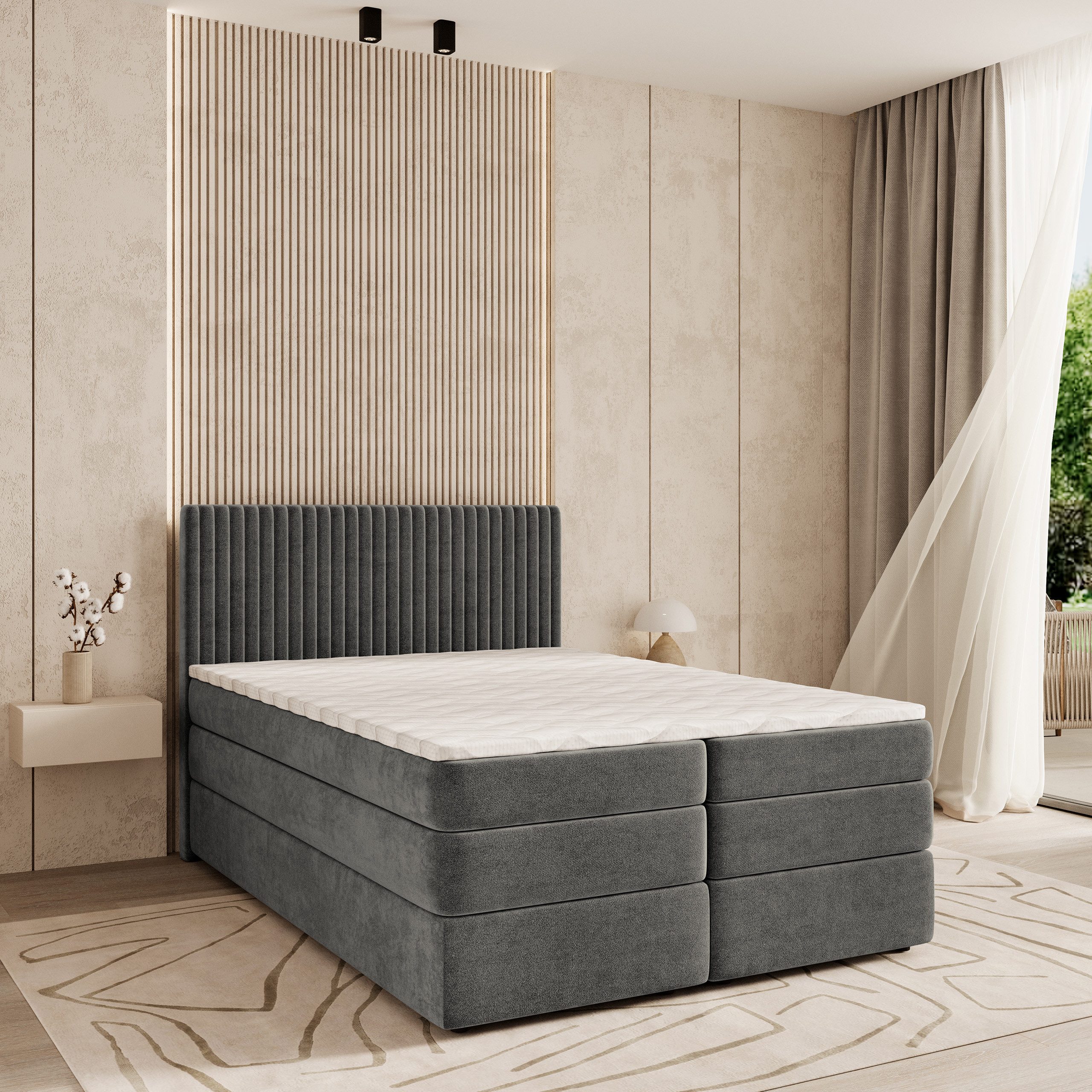 Masseno Boxbett FELBIO 140x200 cm mit Bonell Matratze und Topper günstig online kaufen