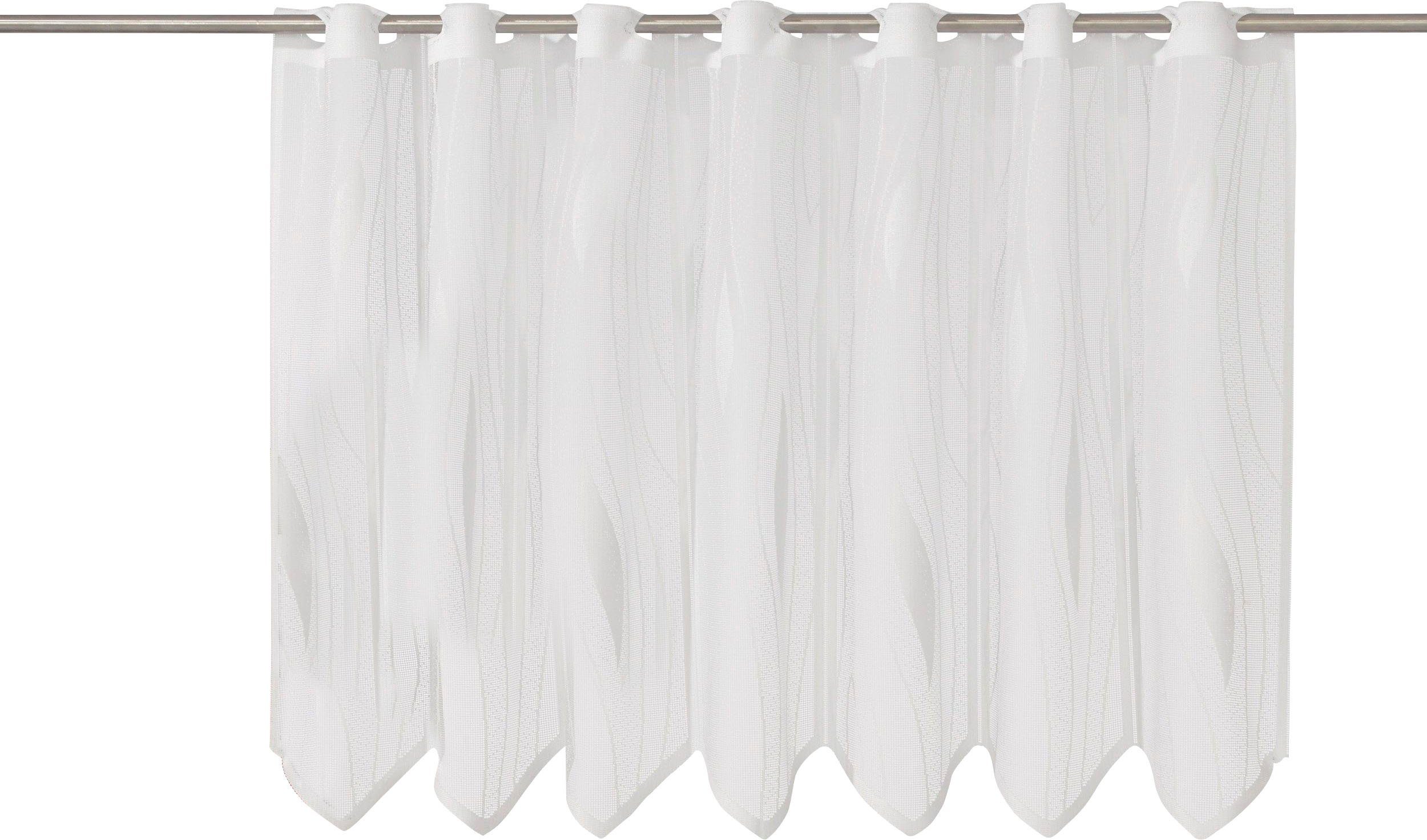 Scheibengardine Mathilda, VHG, Stangendurchzug (1 St), transparent, Jacquard weiß