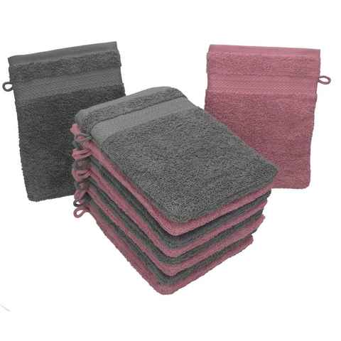 Betz Waschhandschuh 10 Stück Waschhandschuhe Premium 100% Baumwolle Waschlappen Set 16x21 cm Farbe altrosa und anthrazit (10-tlg)
