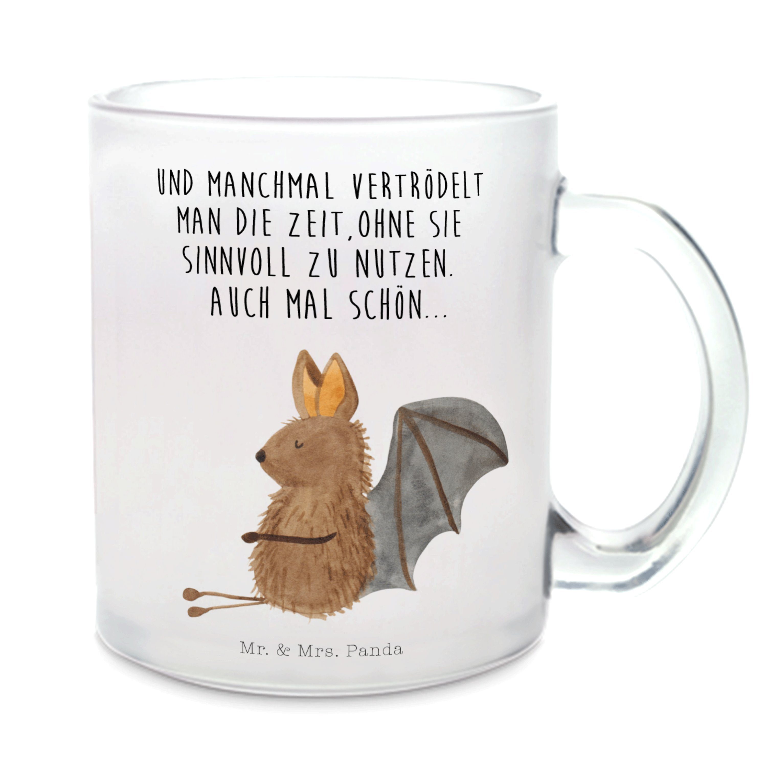 Mr. & Mrs. Panda Teeglas »Fledermaus sitzend Transparent Geschenk