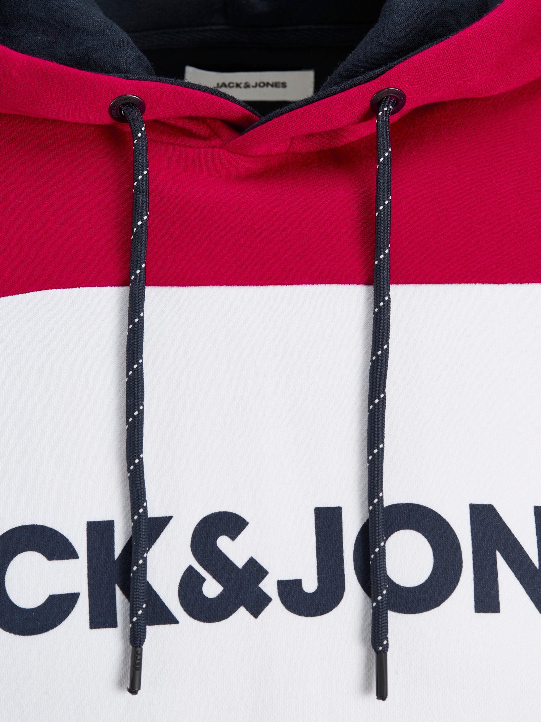 Sweater Jack & Jones Rot JJELOGO Logo Pullover Warmer Hoodie Hoodie in 4416 Print