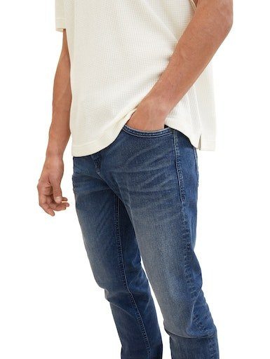 blue TOM mit Slim-fit-Jeans TAILOR stone Logostickerei