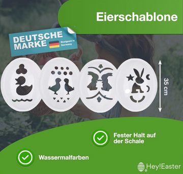Hey!Easter® Malschablone 3x 4er Ostereier Schablone Set inkl. Malstifte Ostern Eiermalmaschine
