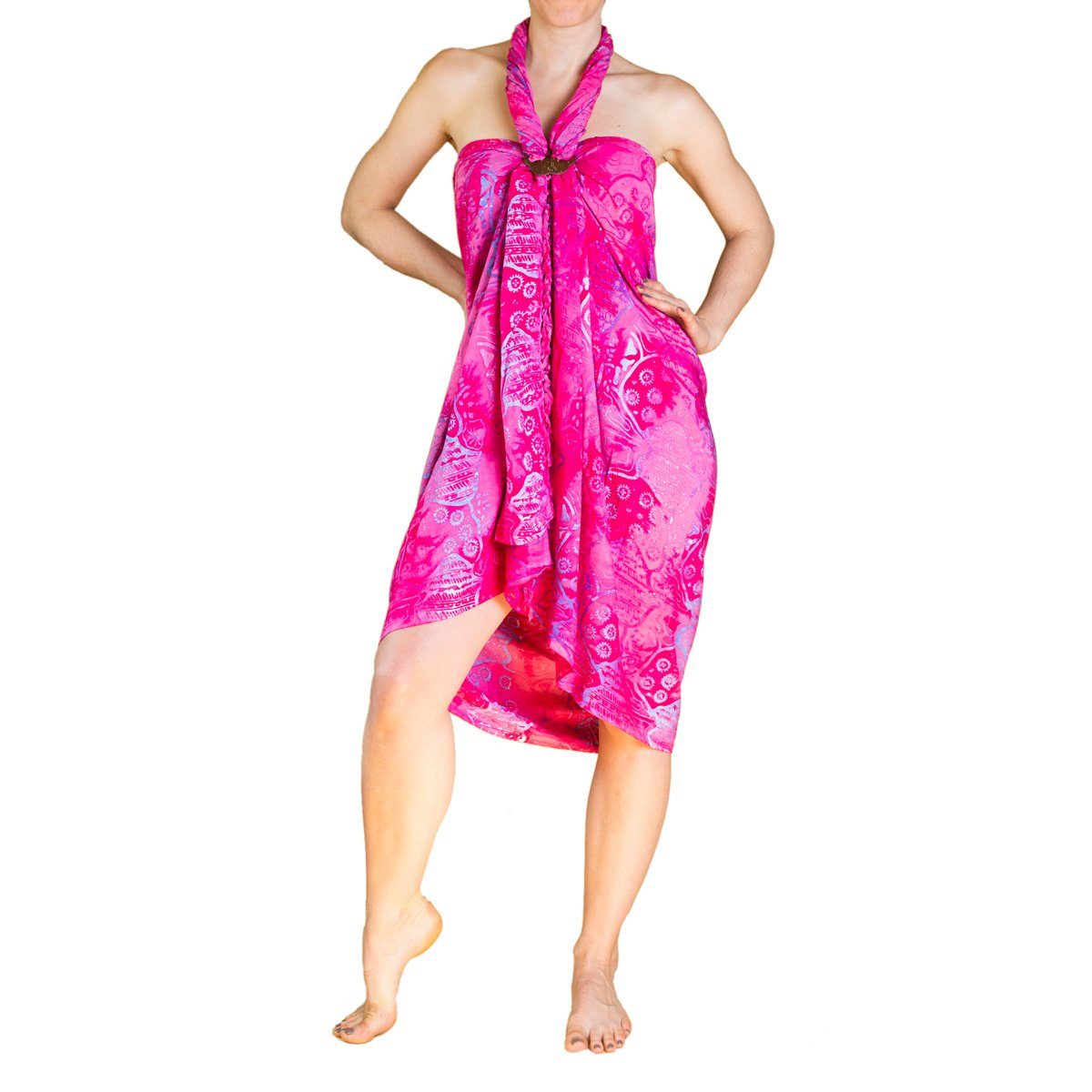 Viskose Strandtuch Sarong Wachsbatik Wickelkleid als Jahreszeit Schultertuch, weicher oder egal B018 wunderbar Halstuch aus PANASIAM Schal für jede ob Flamingopink
