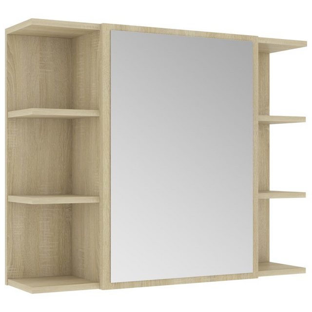 vidaXL Badezimmerspiegelschrank Bad-Spiegelschrank Sonoma-Eiche 80×20,5×64 cm Holzwerkstoff (1-St)
