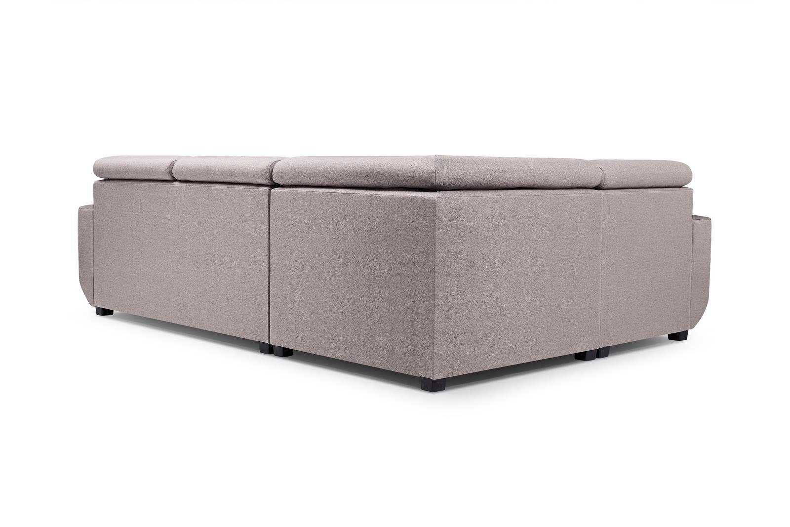 Beautysofa Ecksofa Ecksofa MILO mit Schlaffunktion und Bettkasten Polstersofa, Modern Design