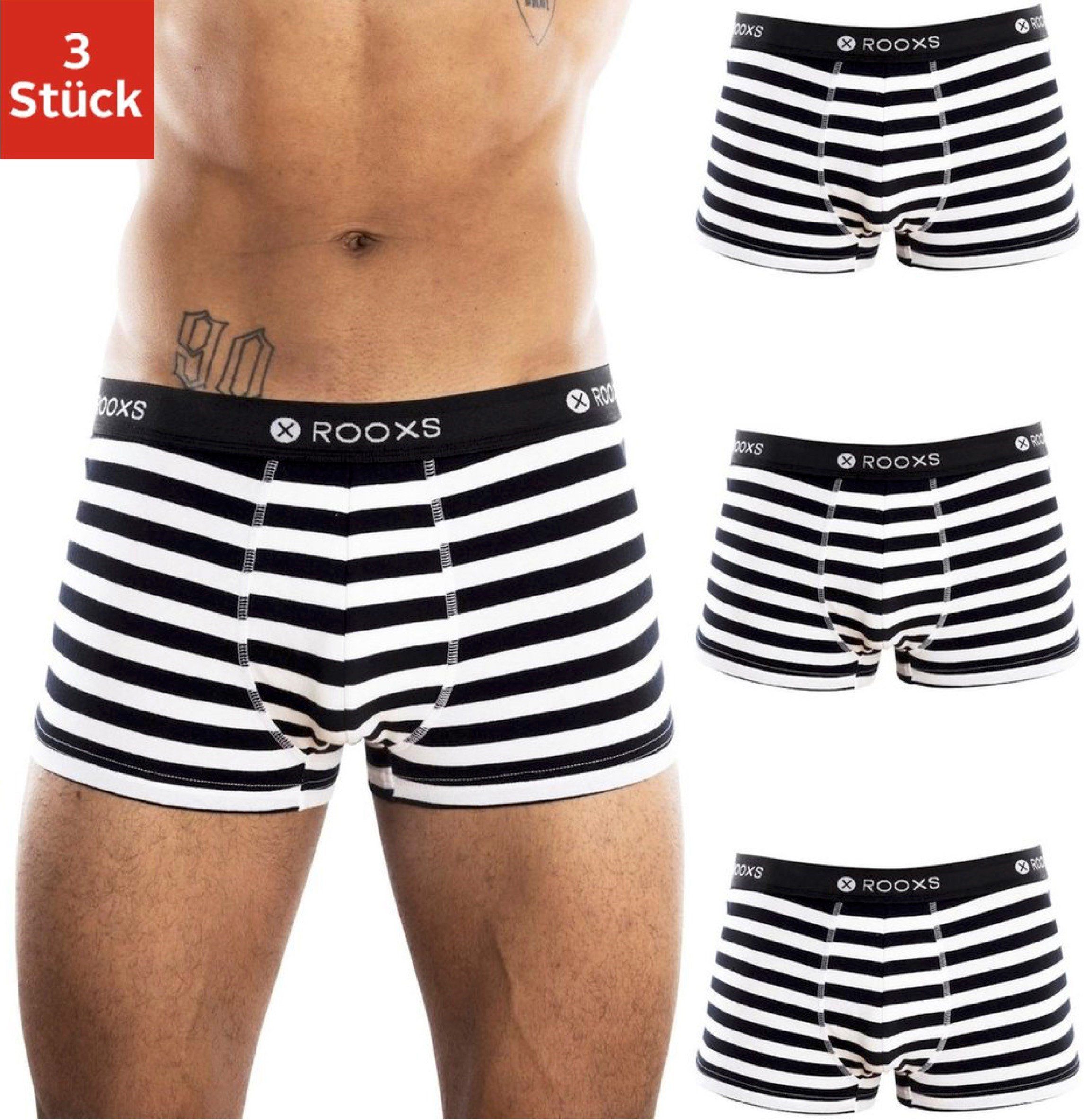 ROOXS Boxershorts Gestreifte Männer Retroshorts (3-St) Herren Unterhosen Baumwolle