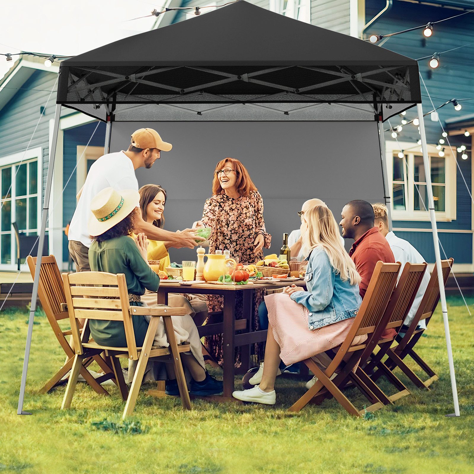 Thumbnail - COSTWAY Faltpavillon, mit 1 Seitenteilen, 182x182 cm Pop-up Pavillon mit 1 Seitenwand, faltbar