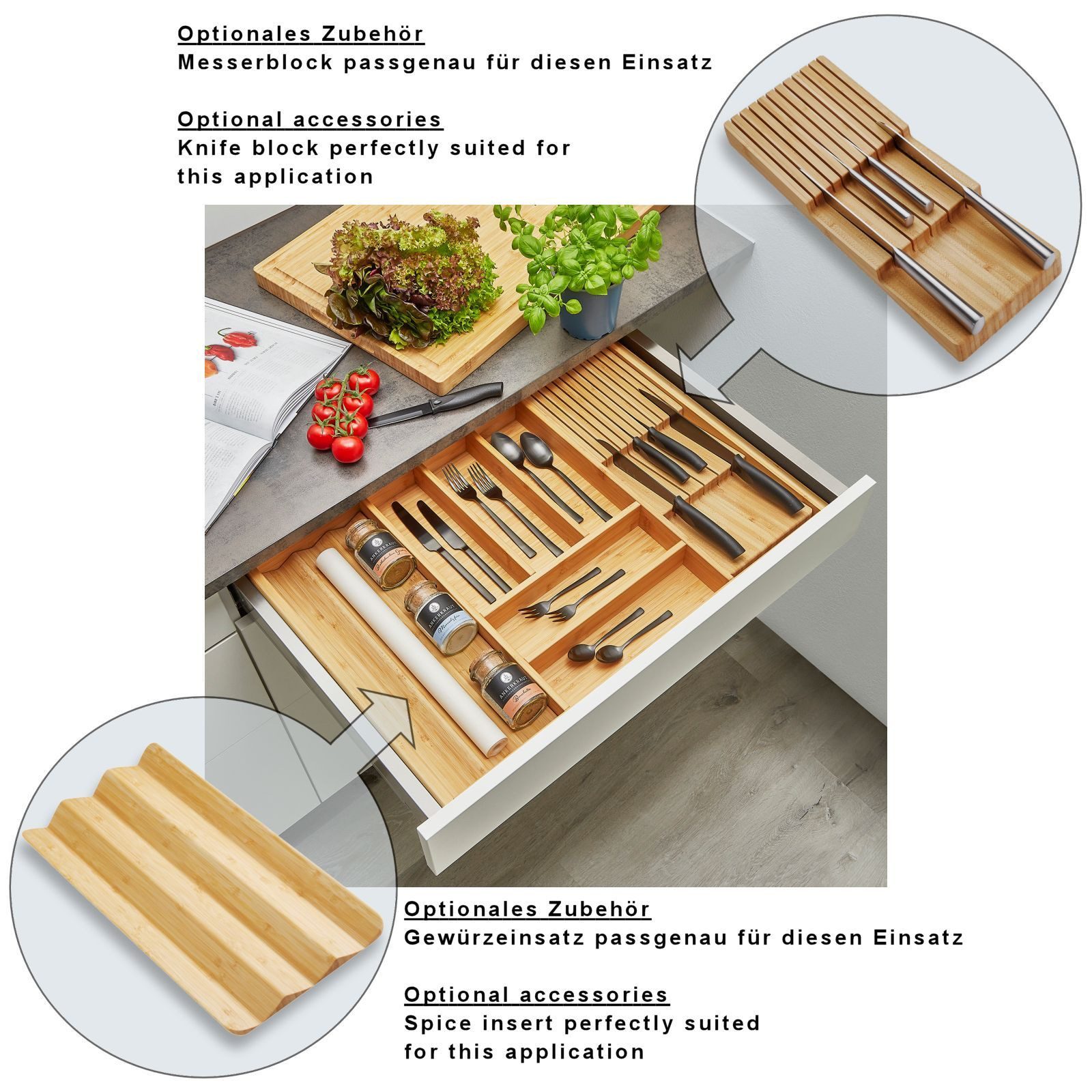 SO-TECH® Besteckeinsatz Bambus Besteckkasten ORGA-BOX 3 günstig online kaufen