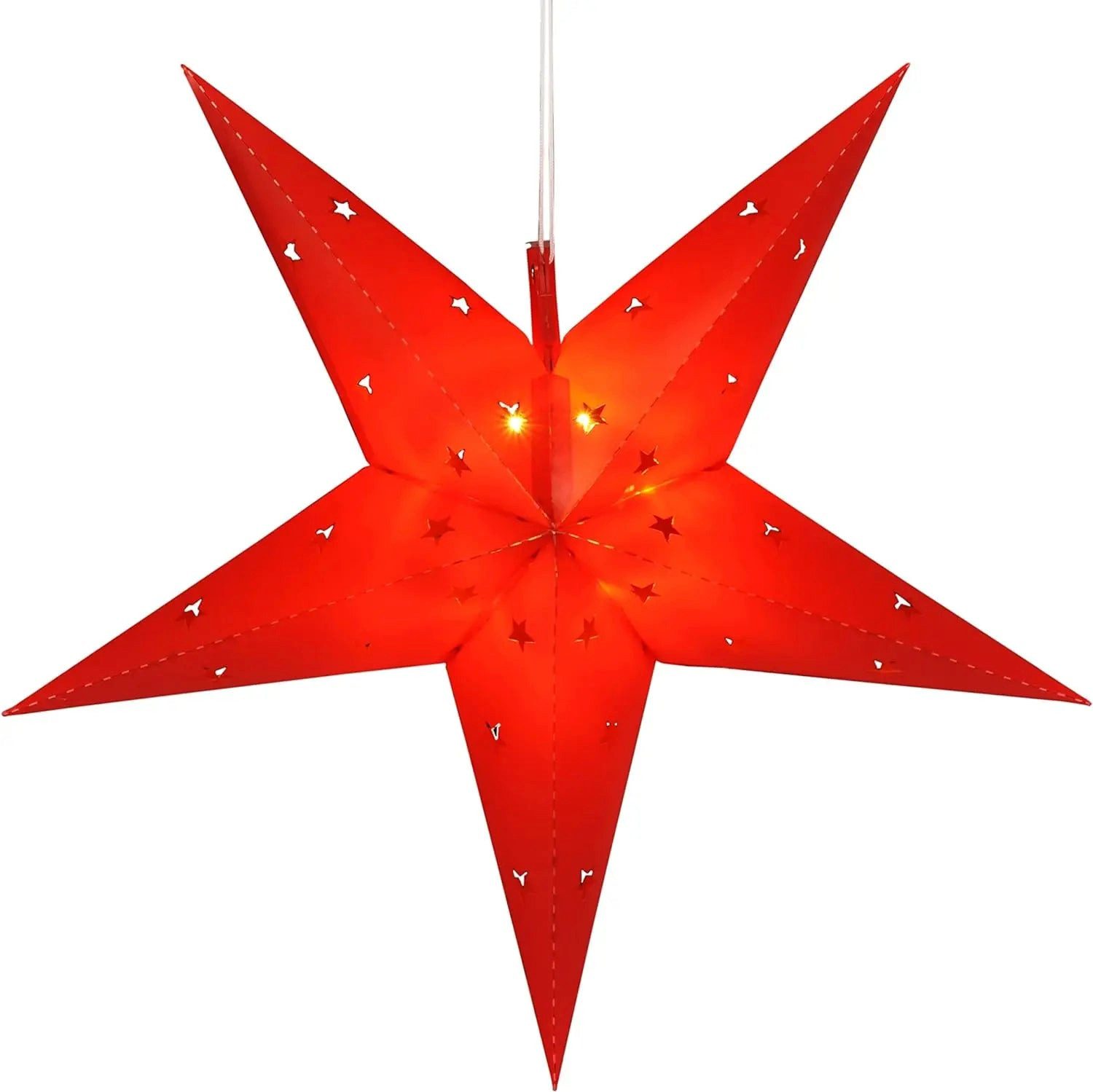 Meinposten LED-Lichterkette Stern Weihnachtsstern 12 LED 44cm weiß oder rot Timer Batterie