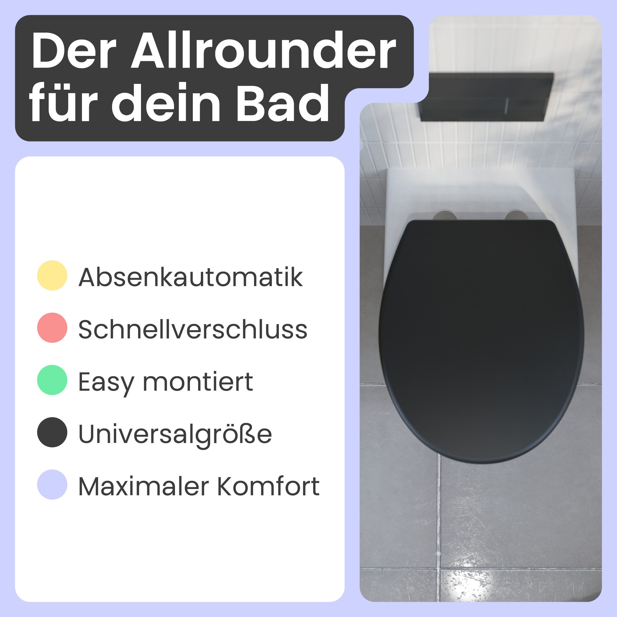 instmaier WC-Sitz instmaier Helma, Toilettendeckel mit Absenkautomatik, Absenkautomatik, zur Reinigung abnehmbar, Duroplast