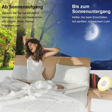yozhiqu Tageslichtwecker Sonnenaufgang Wecker Wake-Up Light - Verbesserte Version Lichtwecker Sonnenuntergangssimulation, Doppelwecker6 Naturgeräusche und FM-Radio