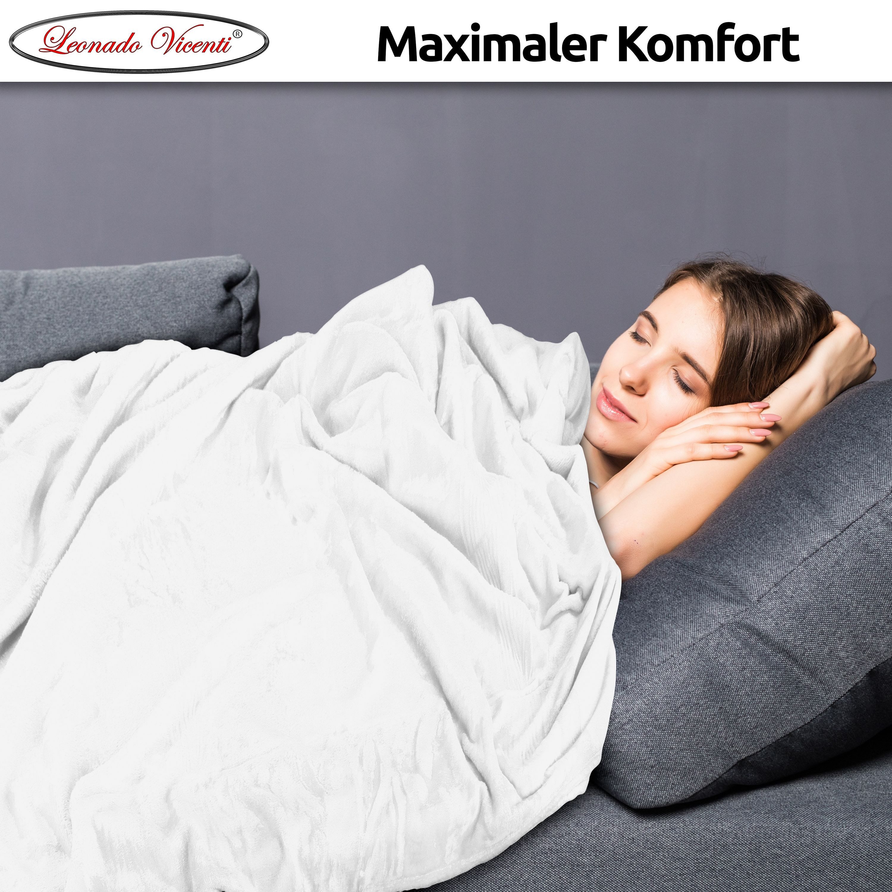 Wohndecke kuschelig warm, 2er Pack 150x200, Leonado Vicenti, Kuscheldecke flauschig weich, Einfarbig,2er Set – Bild 4 von 5