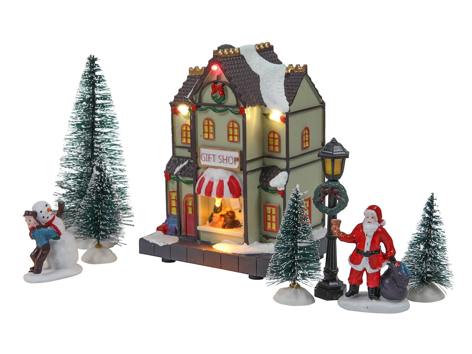 Spetebo Weihnachtsdorf LED Weihnachtsdorf - Set 17-teilig -, Weihnachtsszene mit 9 warmweißen LED - Figuren Häuser Tannen – Bild 4 von 5